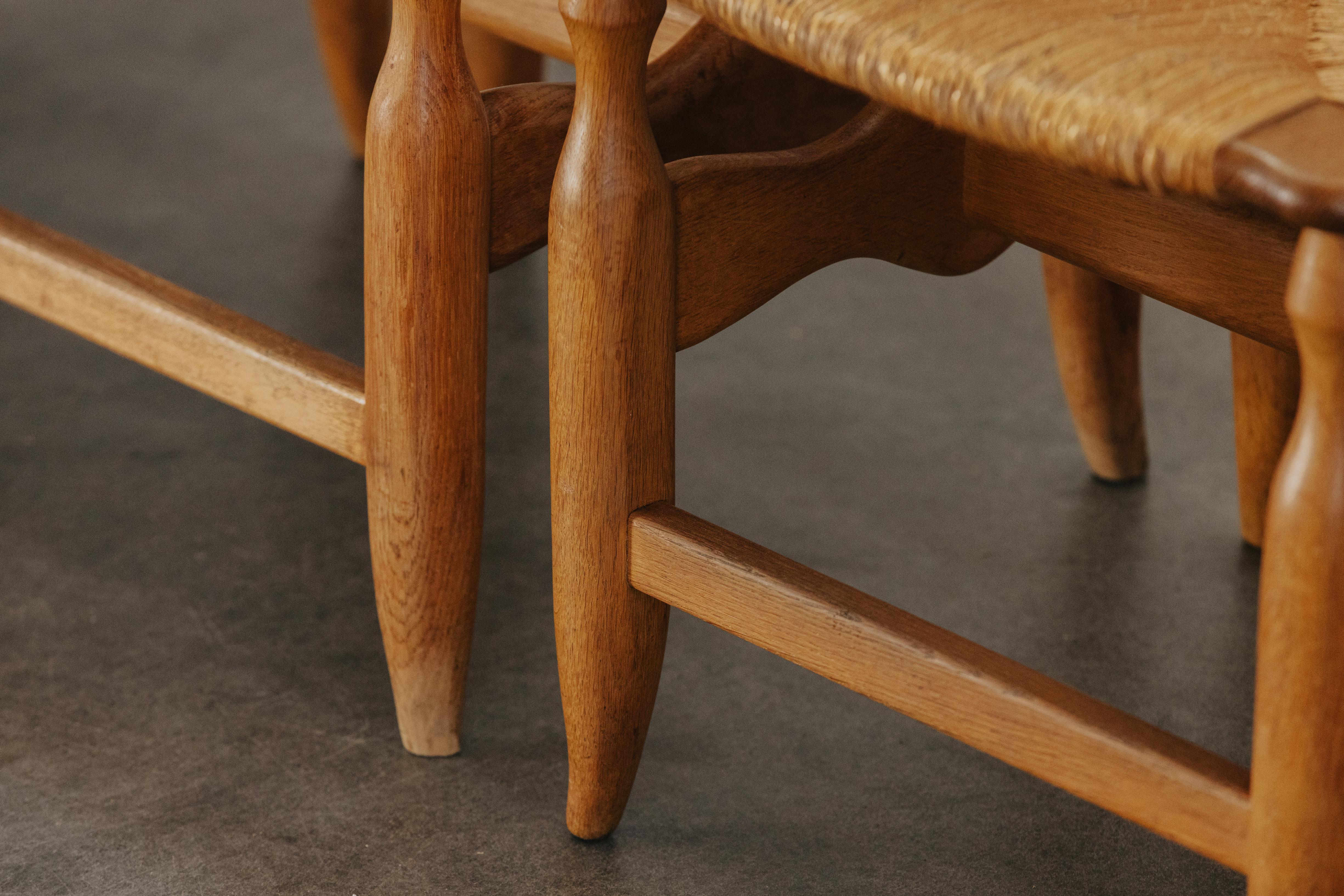 Vintage Guillerme et Chambron Dining Chairs in Oak, From France, 1970 For Sale 2