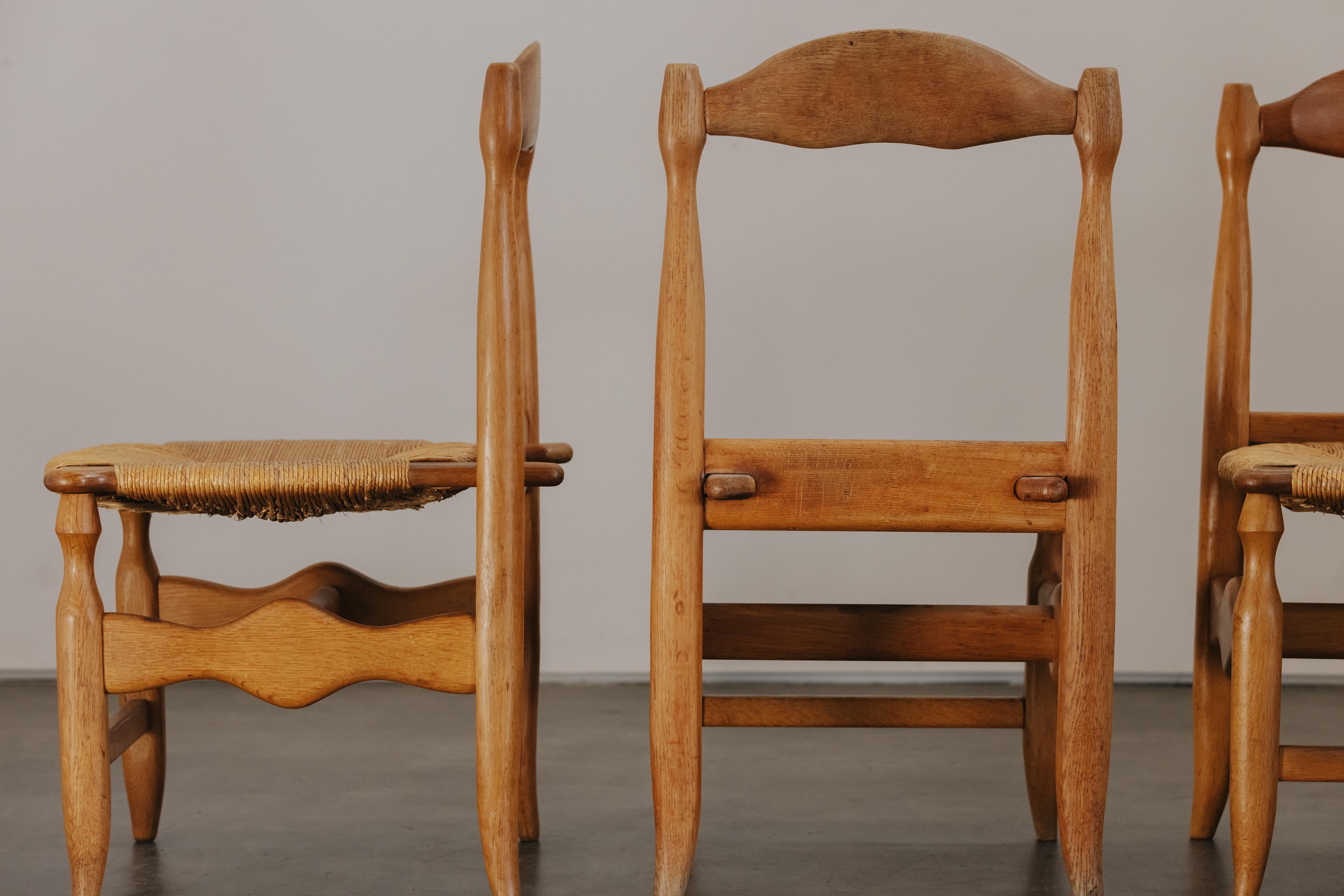 Vintage Guillerme et Chambron Dining Chairs in Oak, From France, 1970 For Sale 3