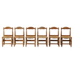 Vintage Guillerme et Chambron Dining Chairs in Oak, From France, 1970