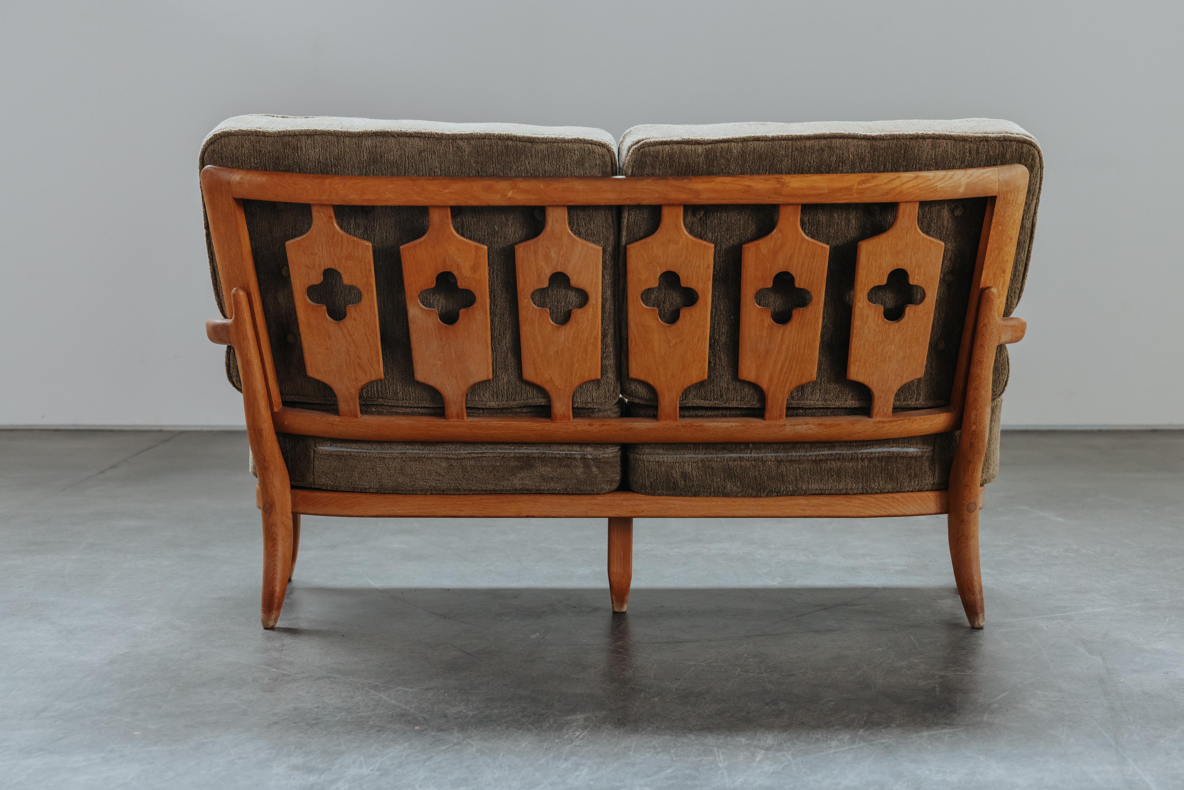 Sofá vintage Guillerme et Chambron, Francia, alrededor de 1960 Roble en venta