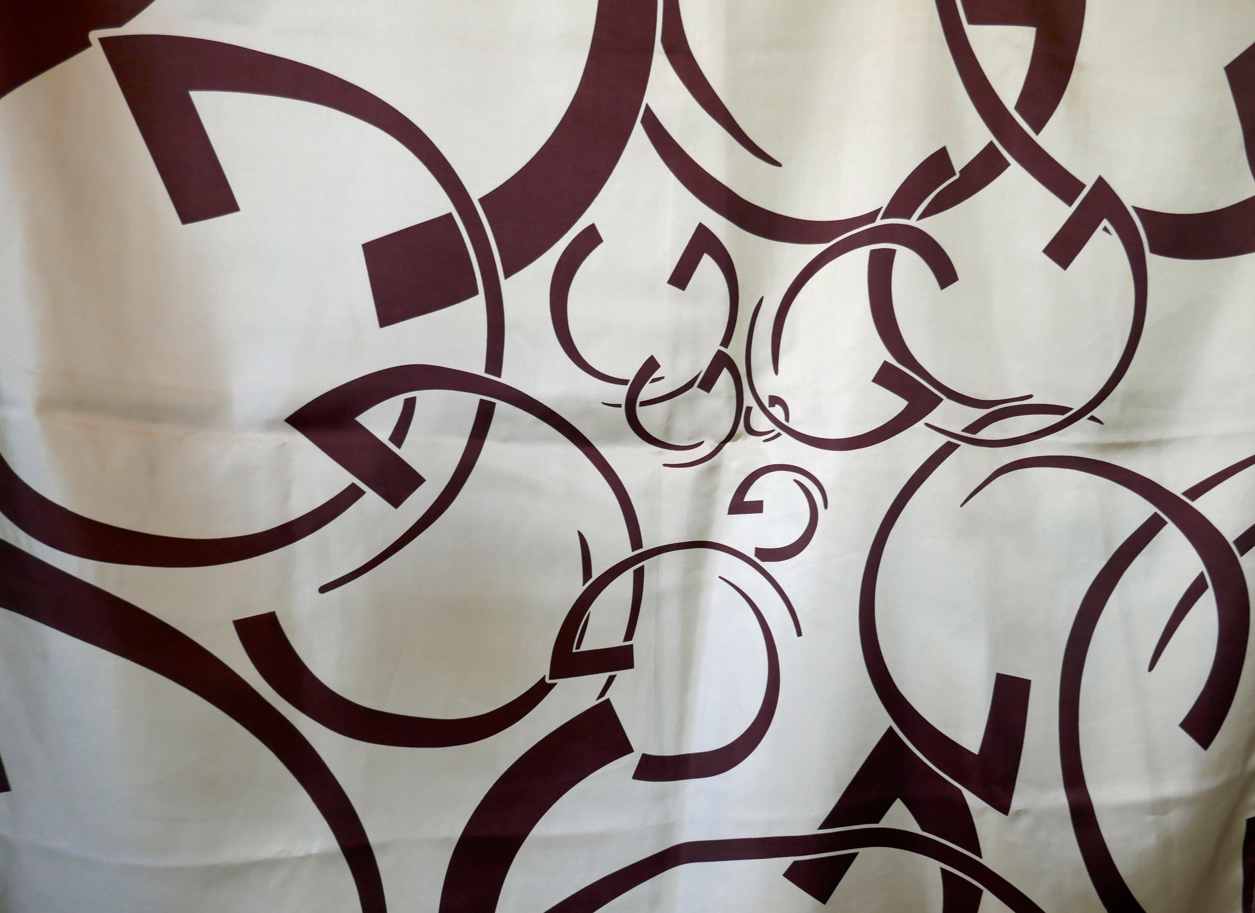 Women's Vintage Guinot Cosmetics Company Silk Scarf Limited Edition Guinot Monogram For Sale