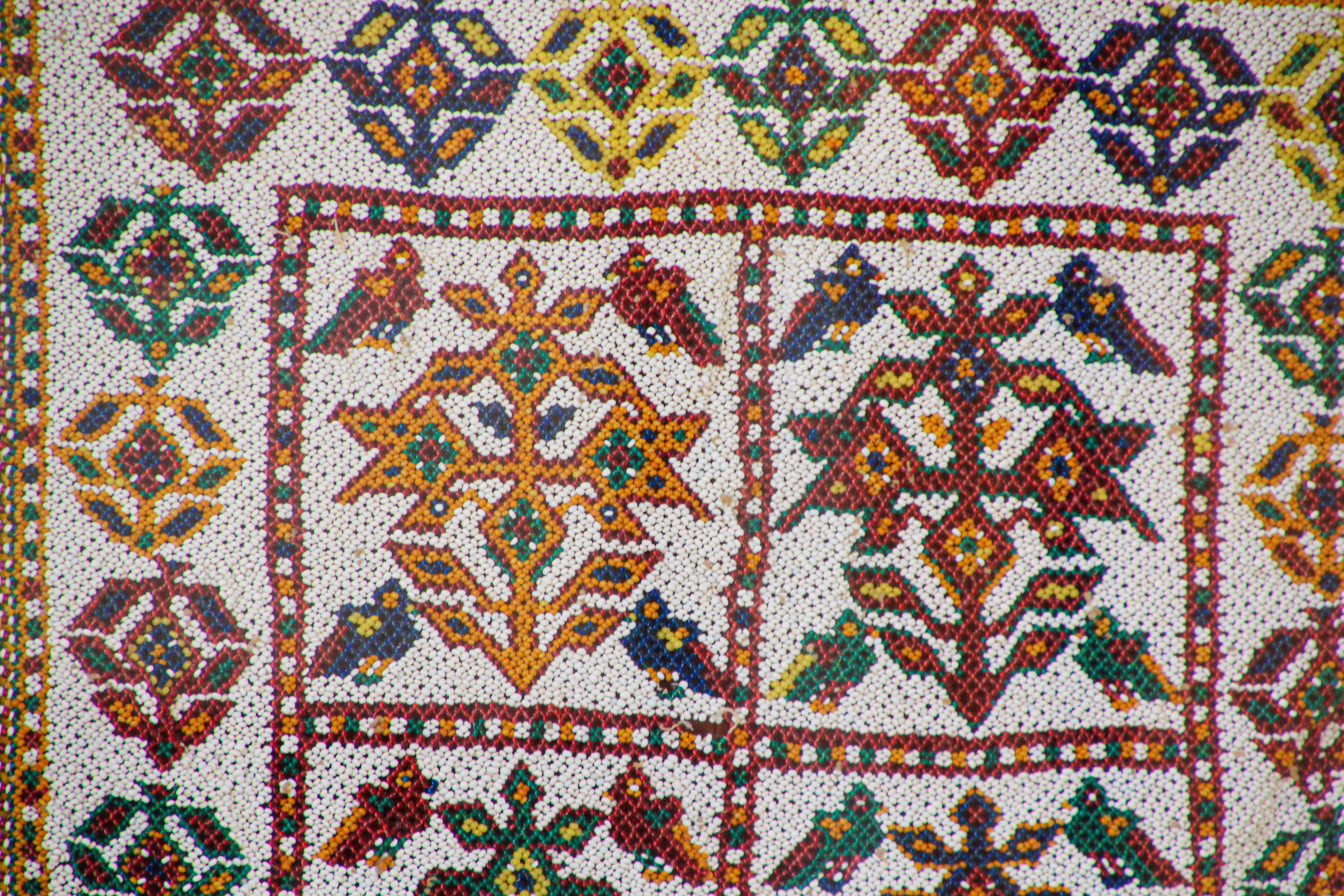 Vintage Gujarat Saurashta Ethnic Beaded Textile India Framed For Sale 1