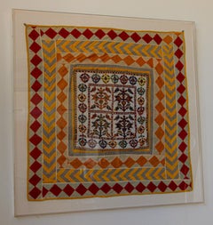 Gerahmt, indisches perlenbesetztes Textil, Gujarat Saurashta