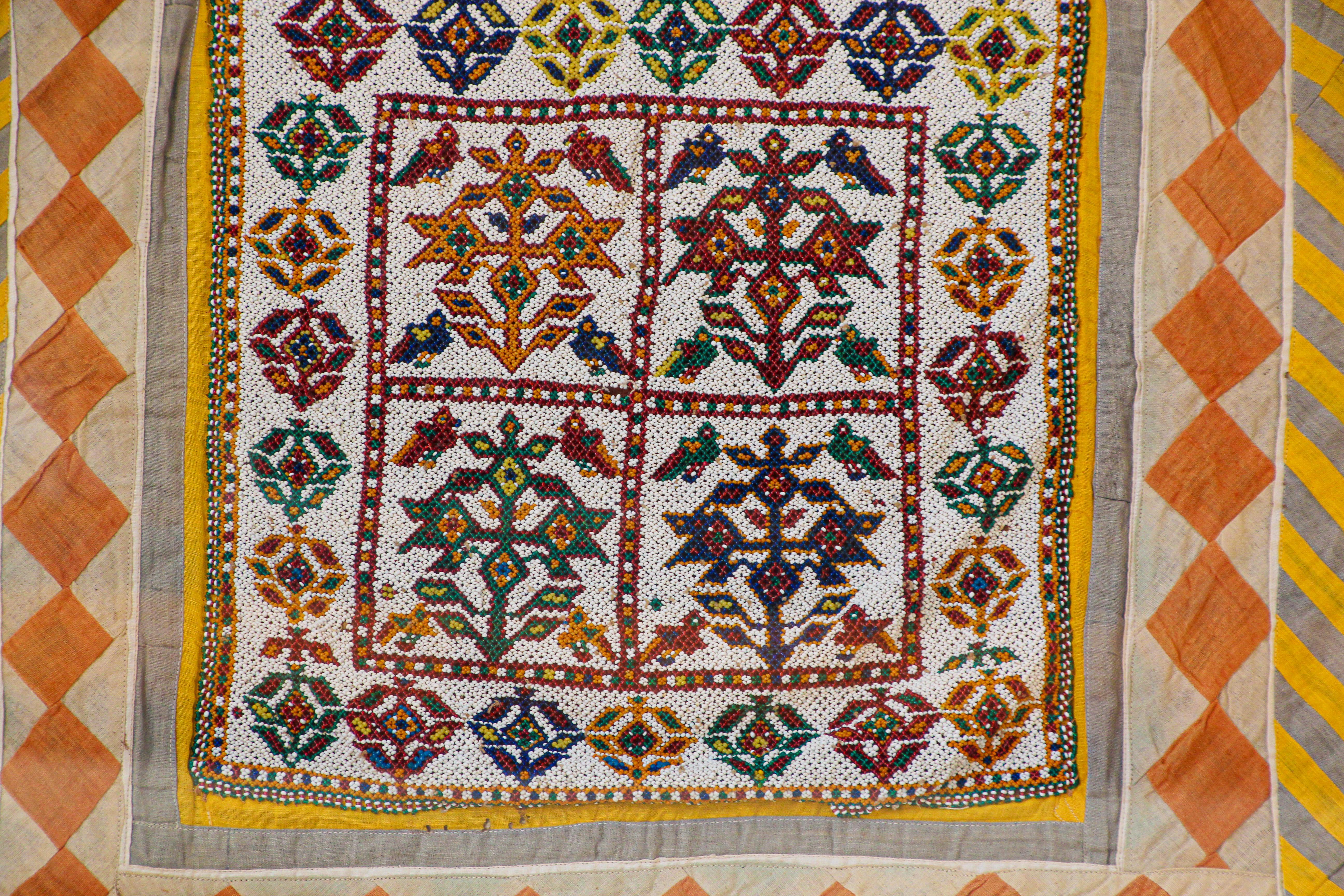 Vintage Gujarat Saurashta Ethnic Beaded Textile India Framed For Sale 9
