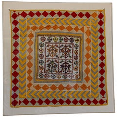 Vintage Gujarat Saurashta Textil étnico con cuentas India Enmarcado