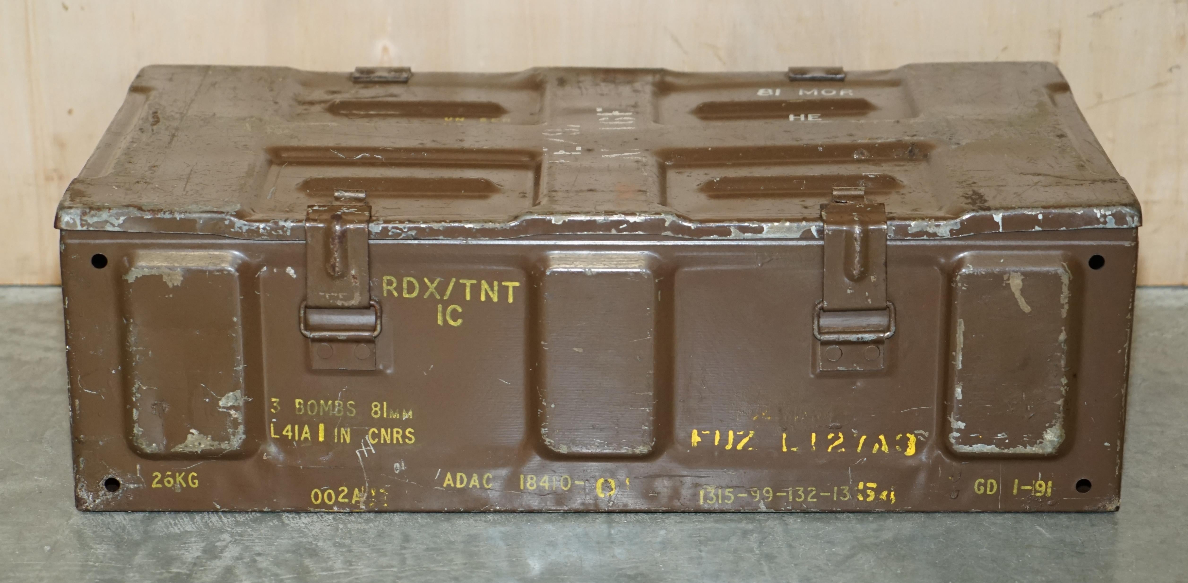 We are delighted to offer for sale this period Military Campaign used, Gulf War Bomb Ammo box with all the original patina.

I have two of these for sale, the second piece is listed under my other items.

This is a genuine campaign used piece