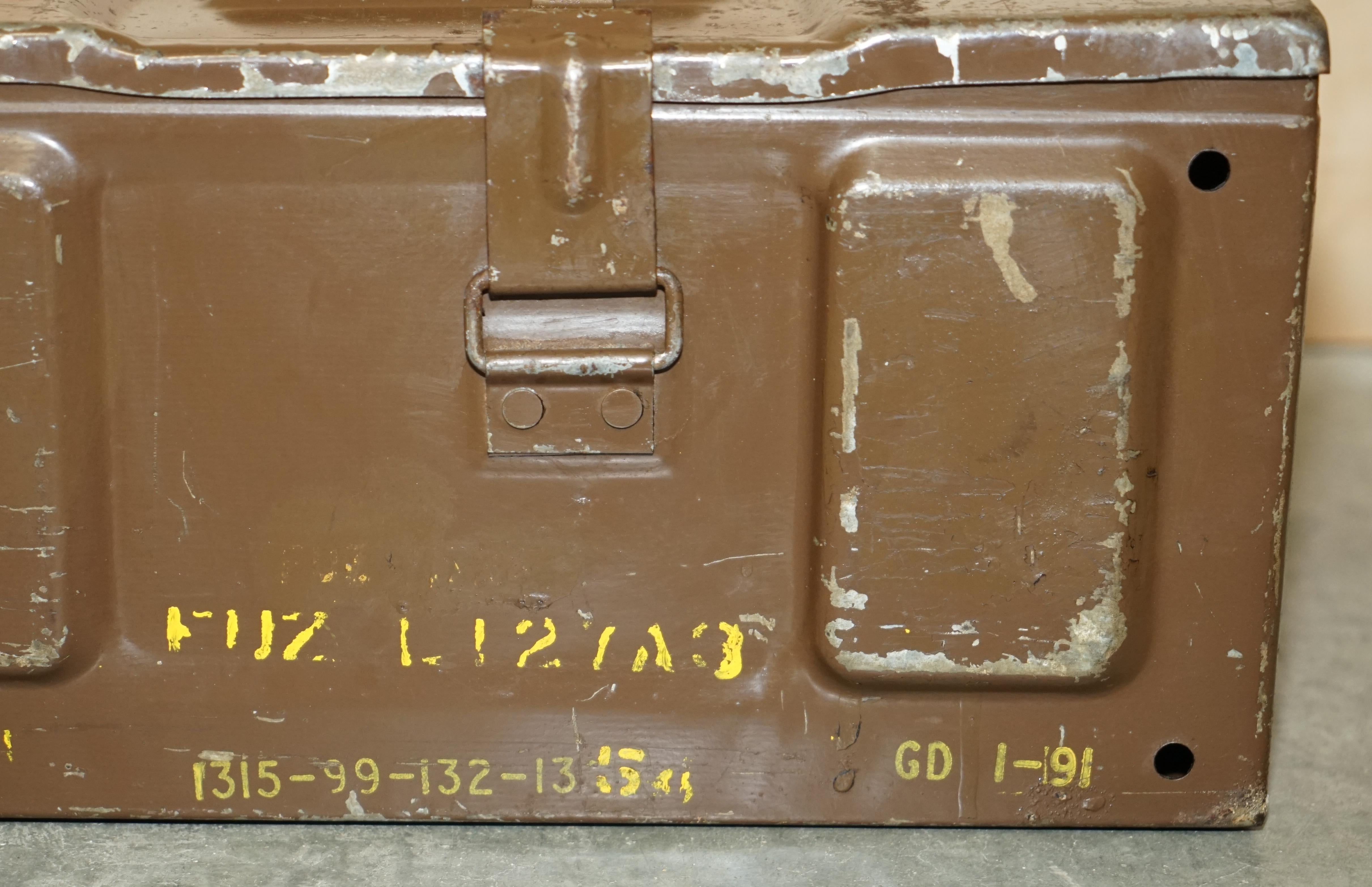 Hand-Crafted Vintage Gulf War Military Campaign Used Ammunition Bomb Box Period Patiia For Sale
