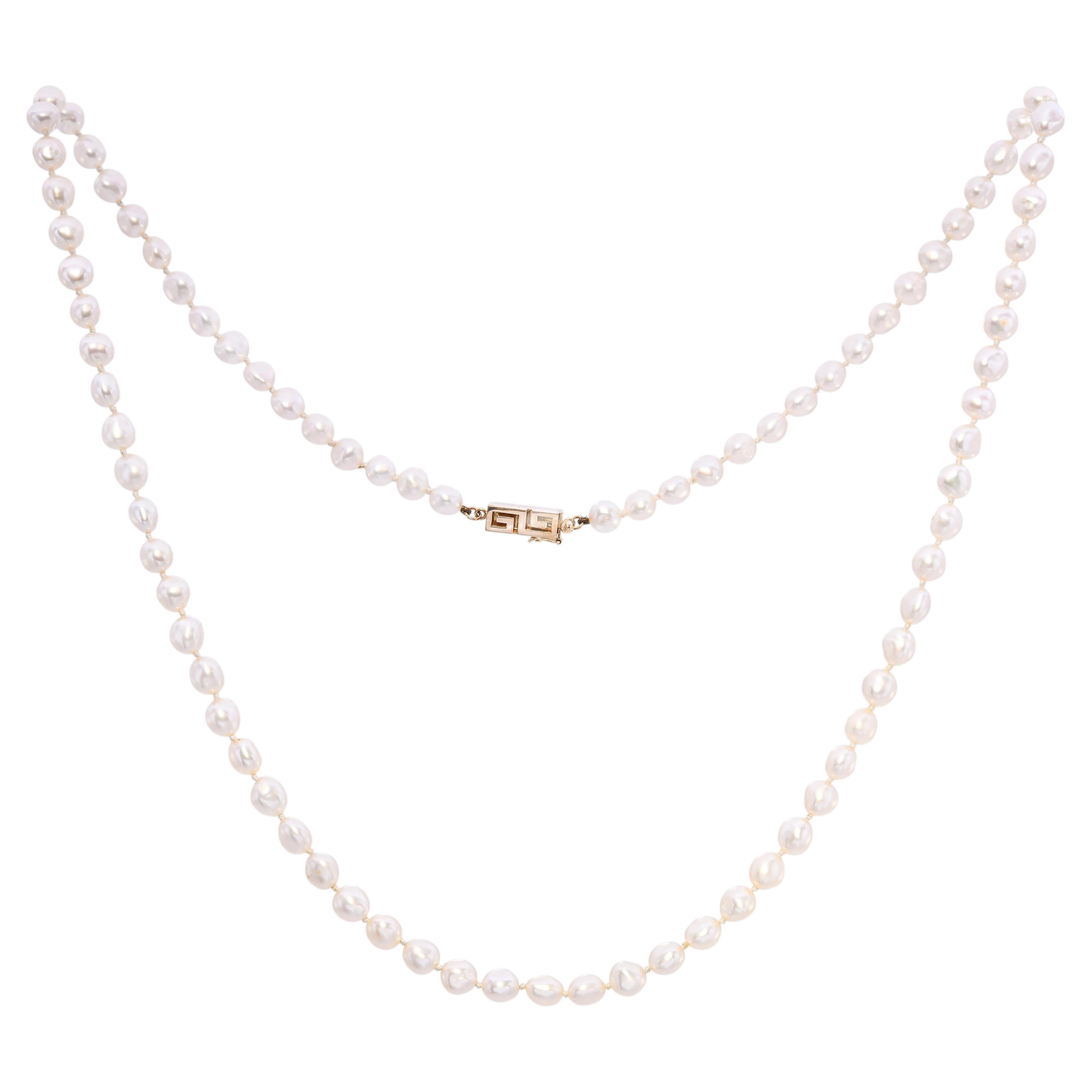 Vintage Gump's 14k Yellow Gold Pearl Necklace