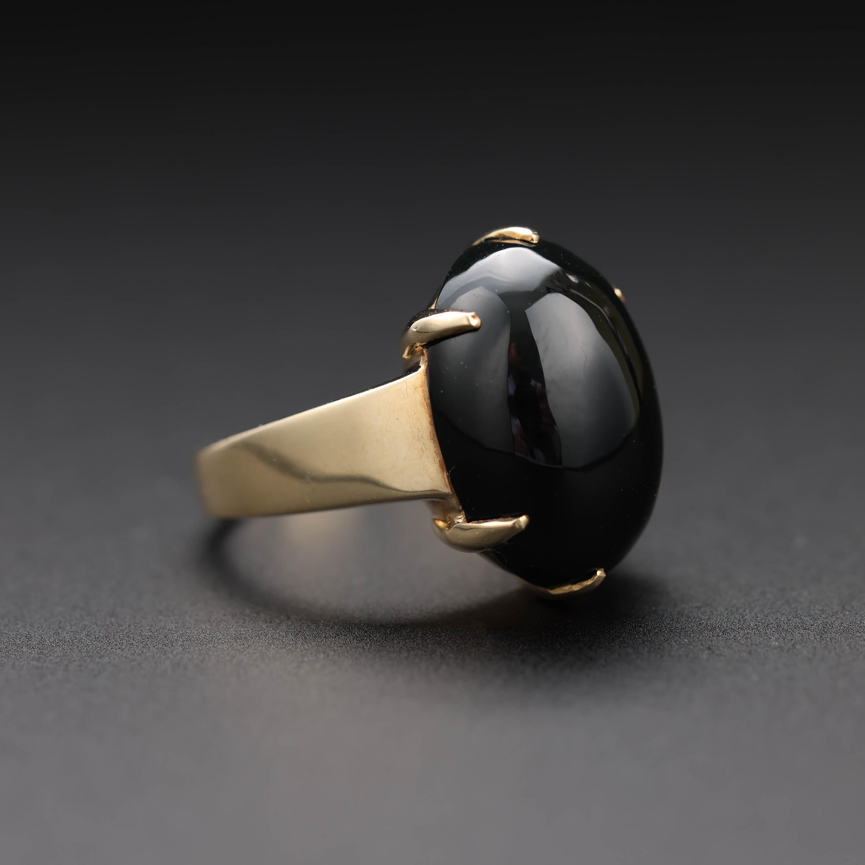 Artisan Vintage Gump's Black Jade Ring For Sale