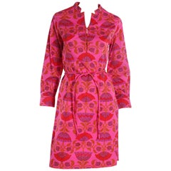 Vintage Gump's San Francisco Bold Pink Purple & Orange Cotton Floral Dress