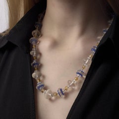 Vintage Gump's San Fransisco crystal beaded 14k yellow gold necklace