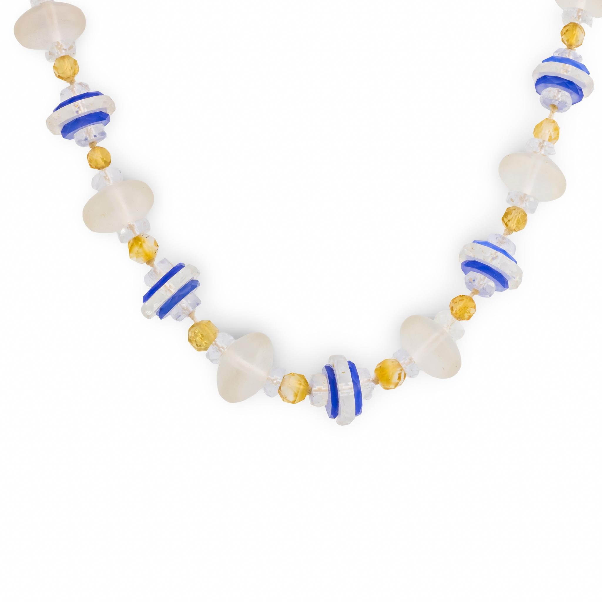 Vintage Gump
s San Fransisco crystal beaded 14k yellow gold necklace