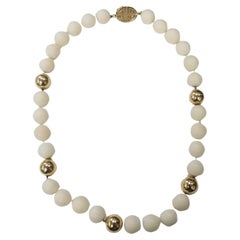Vintage Gumps corail blanc 14K or jaune 12mm collier de perles Fine Estate Jewelry