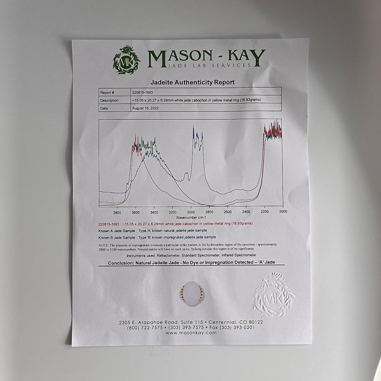 Vintage Gump's White Jade Ring For Sale at 1stDibs