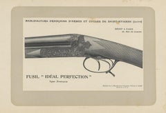 Vintage Gun Print of a Double Barreled Shotgun 'French Model' by Mahler, '1907'