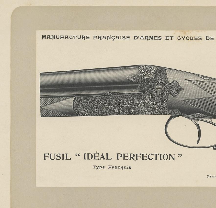 Vintage Gun Print einer doppelläufigen Schrotflinte 'French Model' von Mahler:: '1907' (20. Jahrhundert) im Angebot