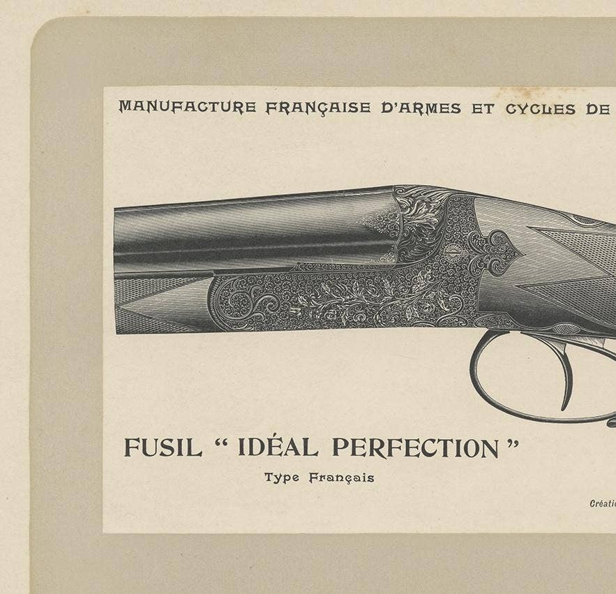 Vintage Gun Print of a Double Barreled Shotgun 'French Model' by Mahler, '1907'