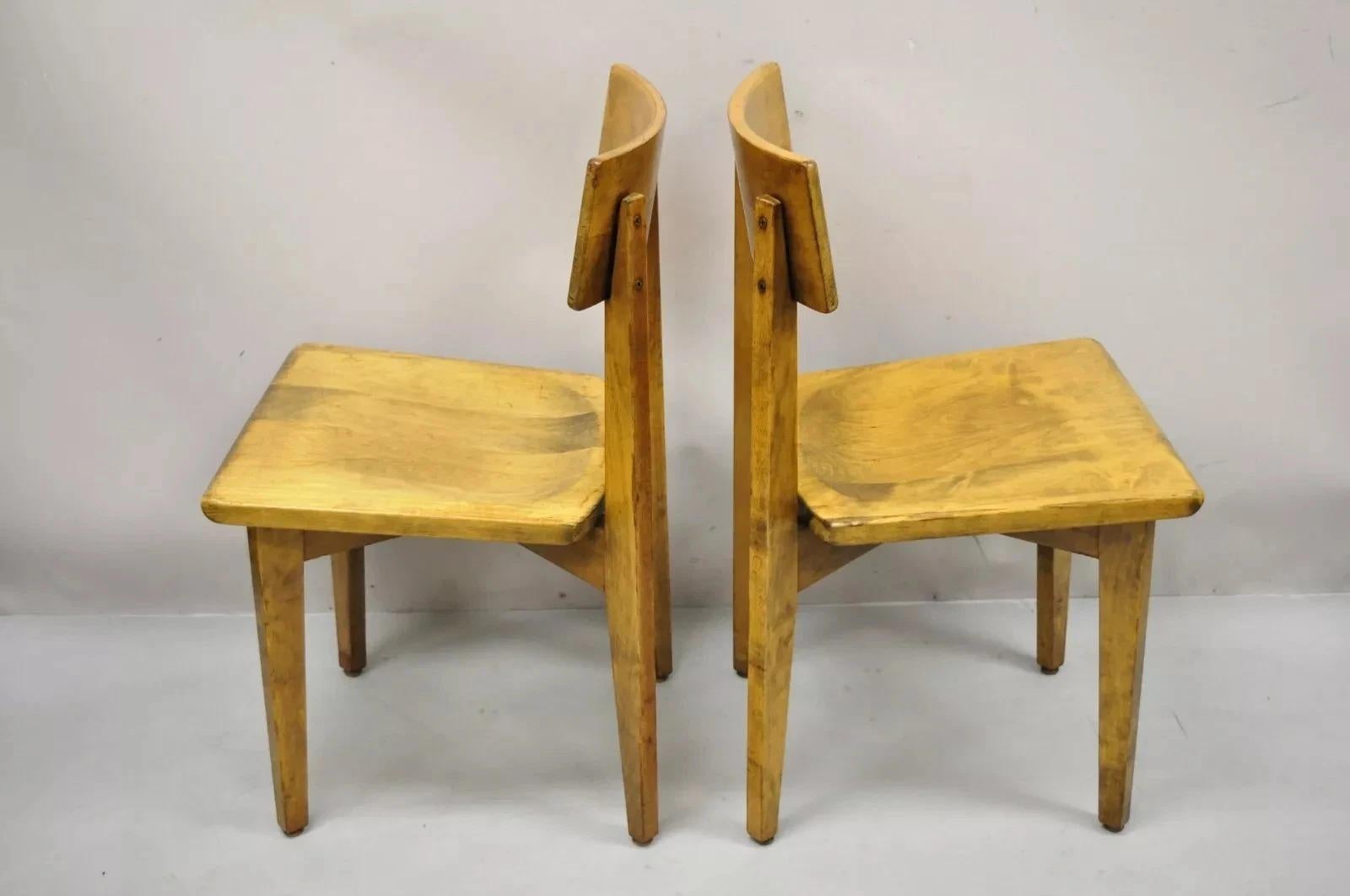 Mid-Century Modern Vintage Gunlocke Mid Century Modern Maple Wood Side Chairs - a Pair For Sale