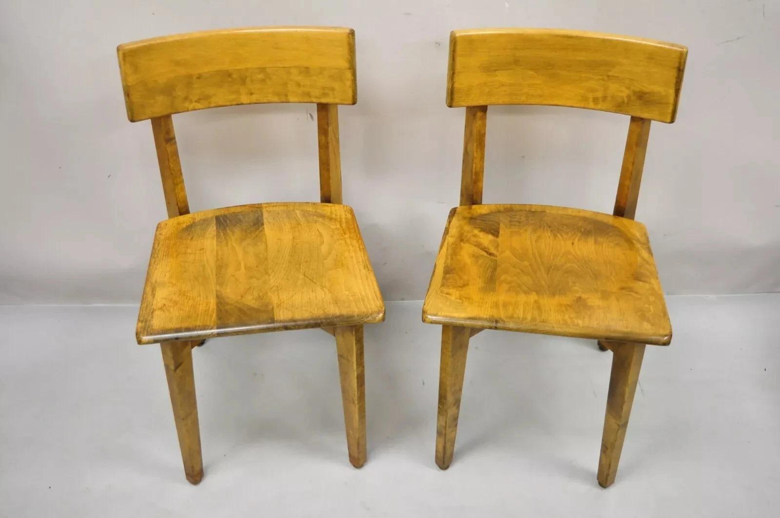 Unknown Vintage Gunlocke Mid Century Modern Maple Wood Side Chairs - a Pair For Sale