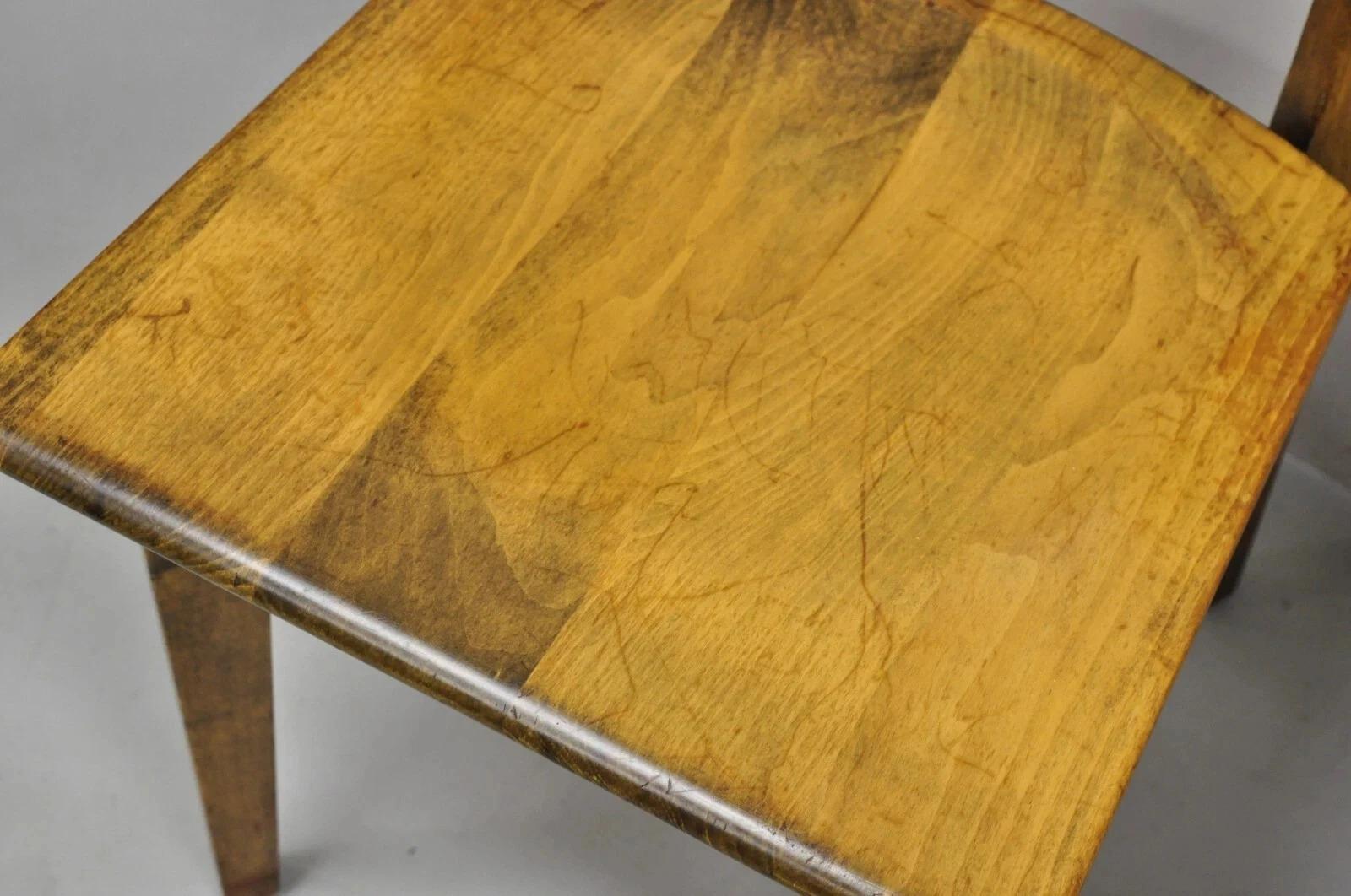 20th Century Vintage Gunlocke Mid Century Modern Maple Wood Side Chairs - a Pair For Sale