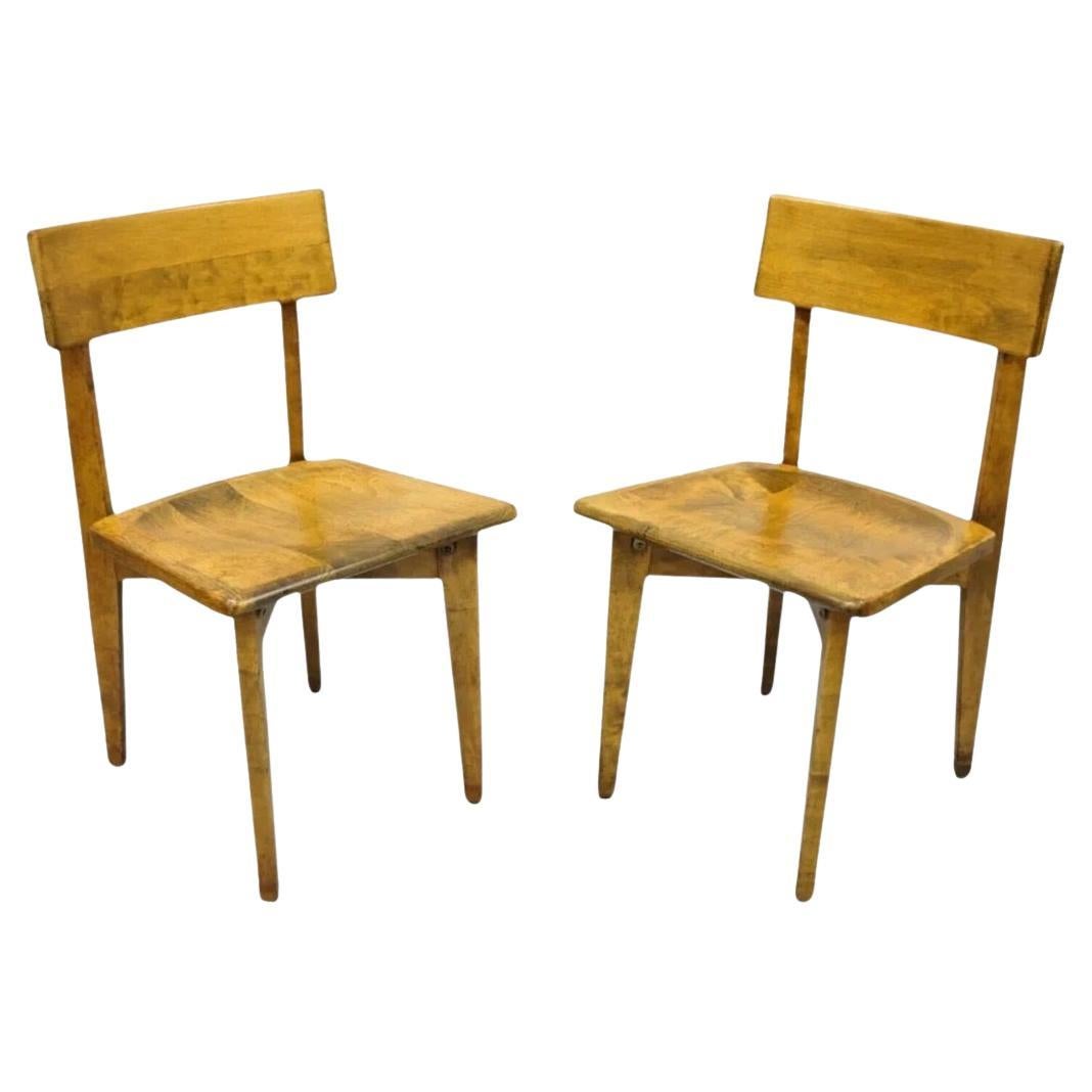 Vintage Gunlocke Mid Century Modern Maple Wood Side Chairs - a Pair For Sale