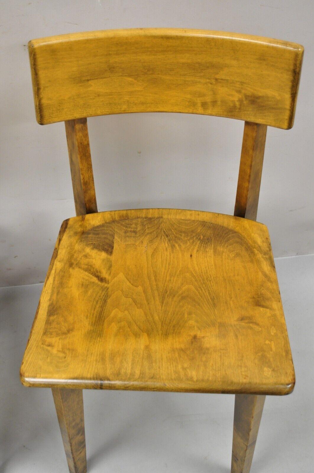 Vintage Gunlocke Mid-Century Modern Wooden Side Chairs, a Pair In Good Condition For Sale In Philadelphia, PA