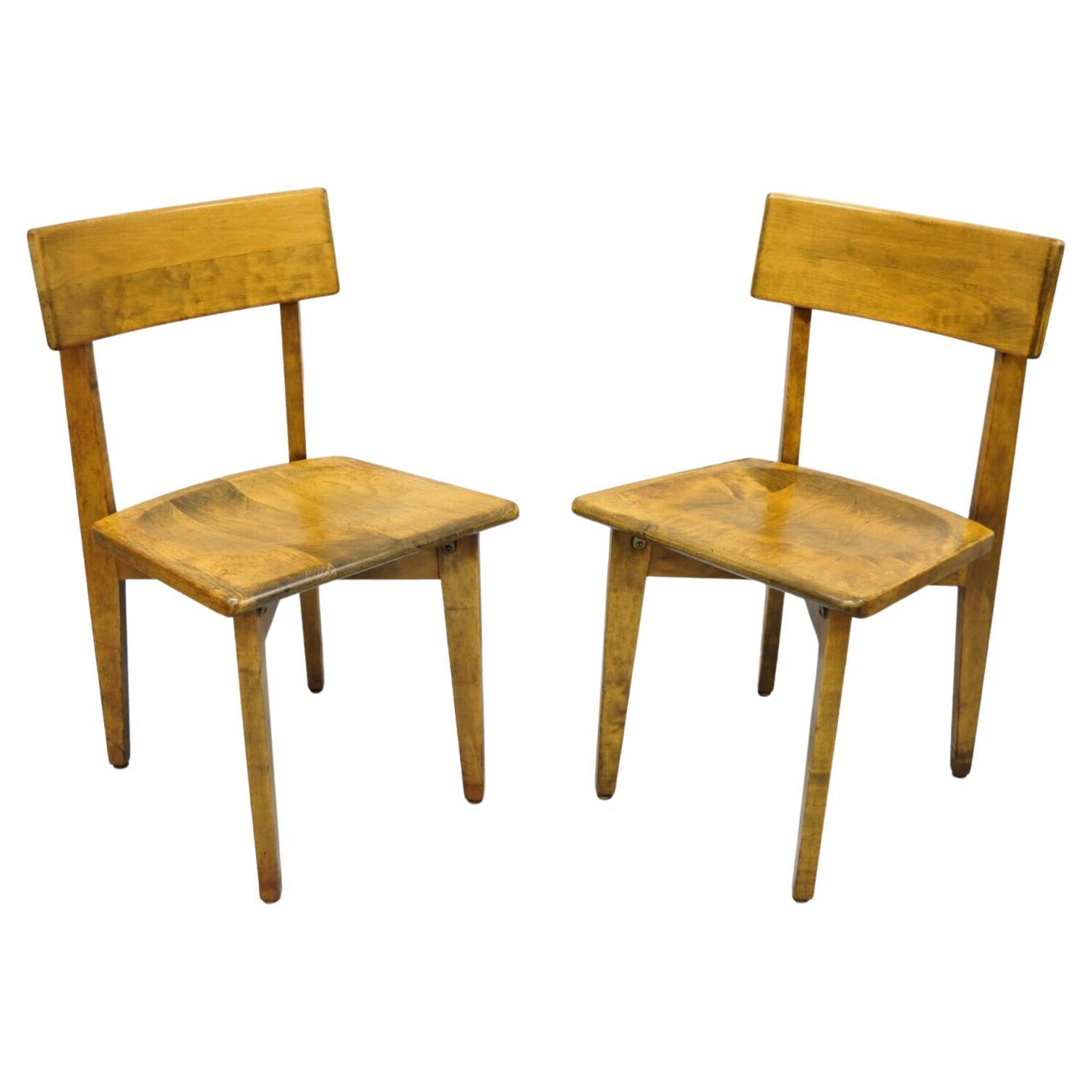 Vintage Gunlocke Mid-Century Modern Wooden Side Chairs, a Pair