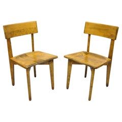 Vintage Gunlocke Mid-Century Modern Wooden Side Chairs, a Pair