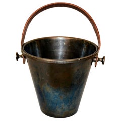Vintage Gunmetal Ice Bucket and Champagne Cooler with Leather Handle