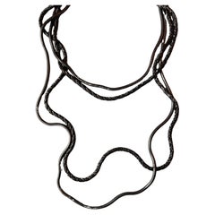 Vintage Gunmetal Ruthenium Snake Chain Long Layered Necklace Paris 2008 J DAUP