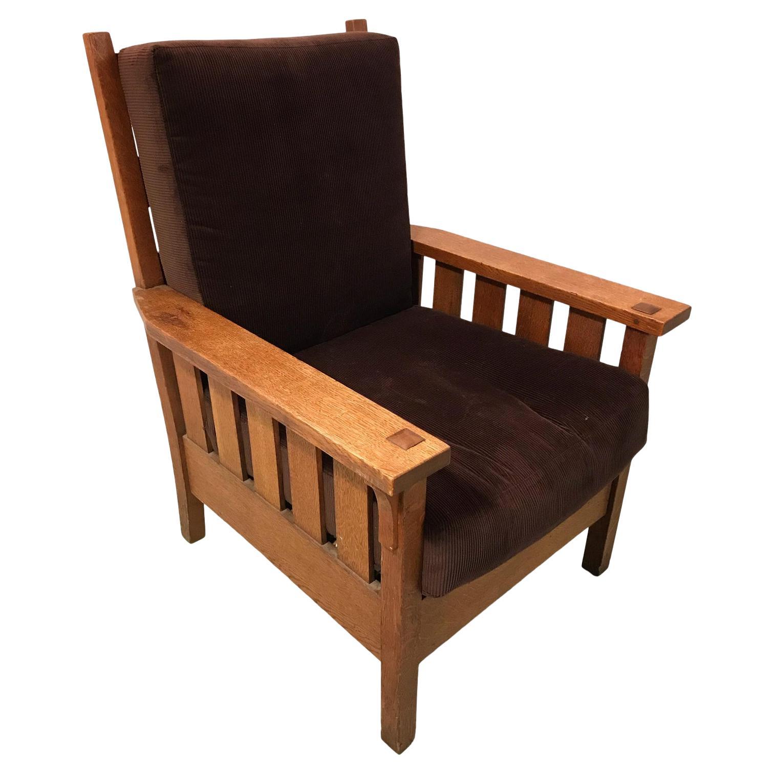 Vintage Gustav Stickley Morris Chair For Sale