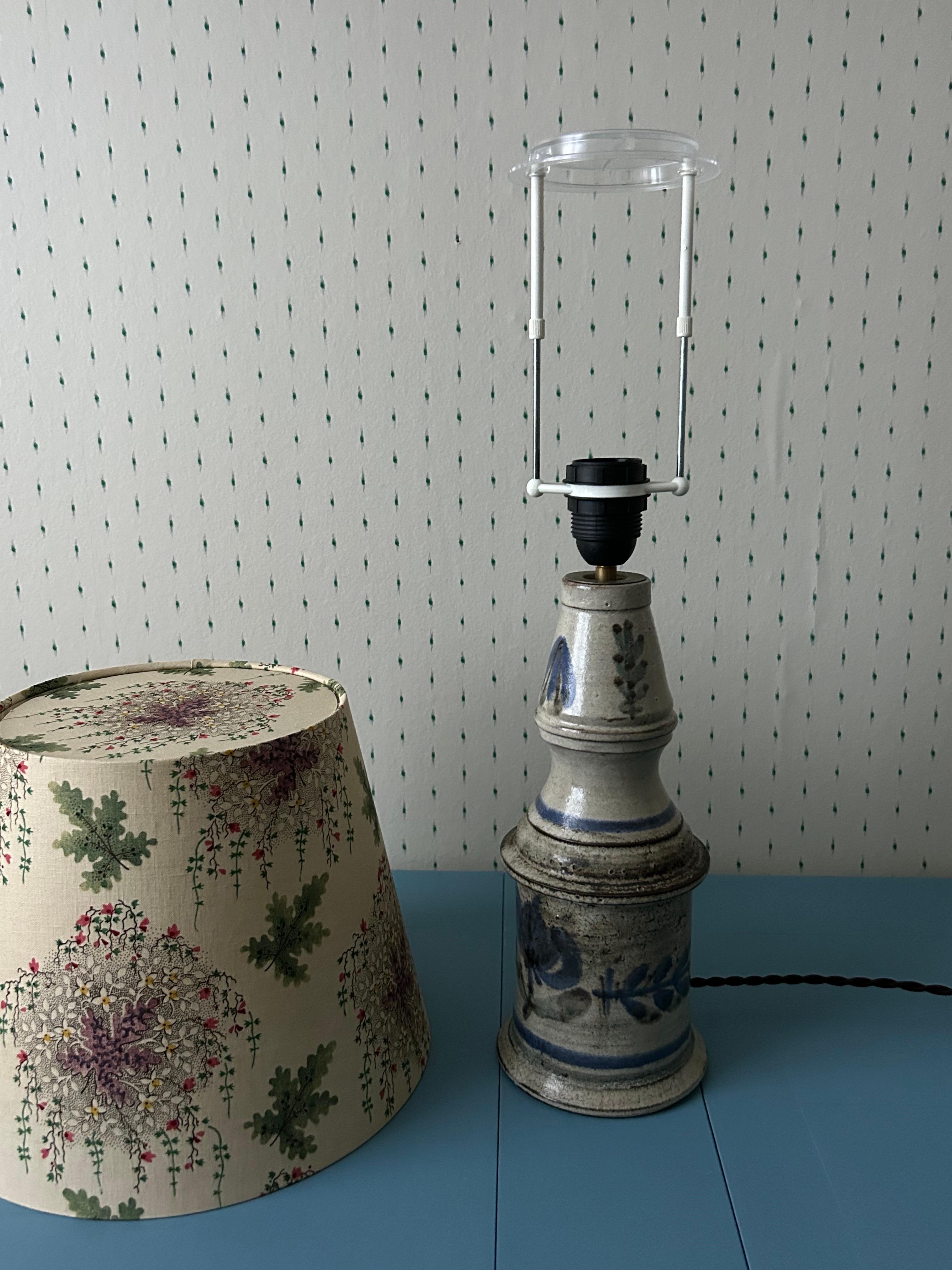 Vintage Gustave Reynaud Ceramic Table Lamp with Customized Shade, France, 1950s For Sale 2