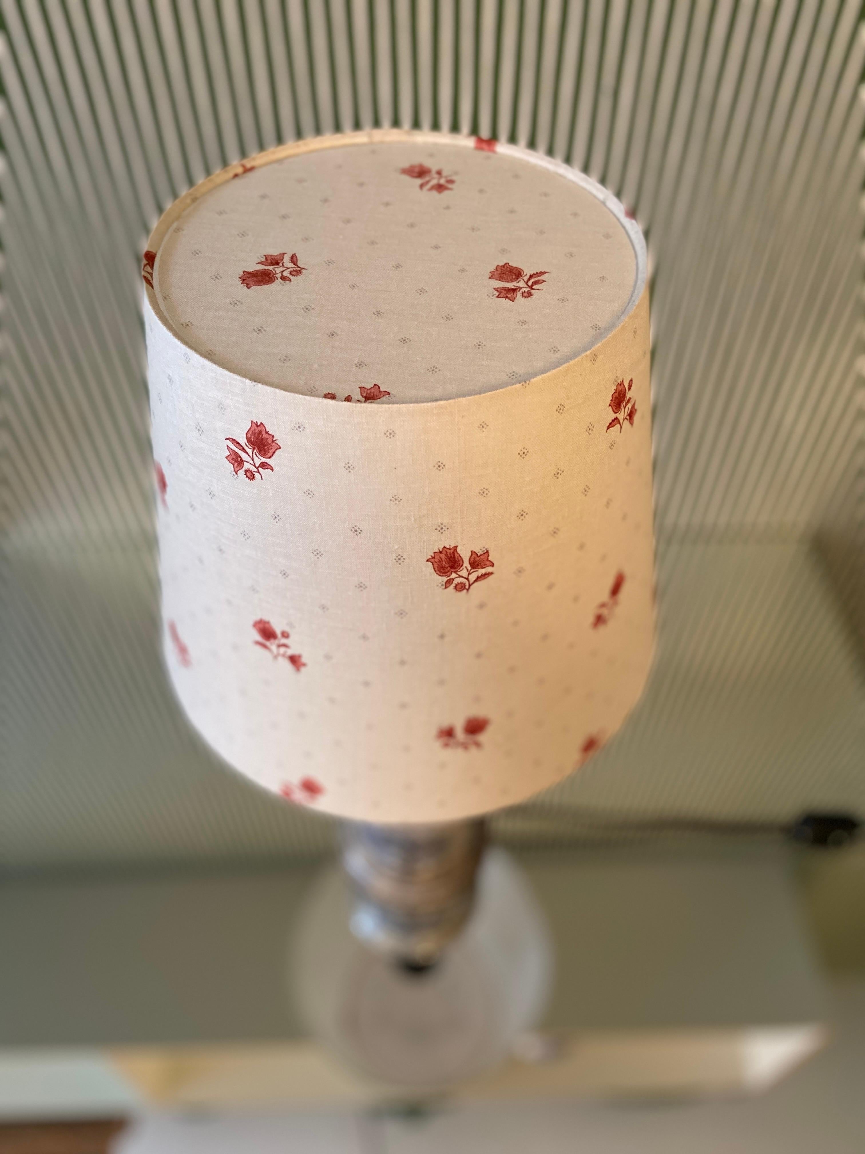 Vintage Gustave Reynaud Ceramic Table Lamp with Customized Shade, France 1950's 3