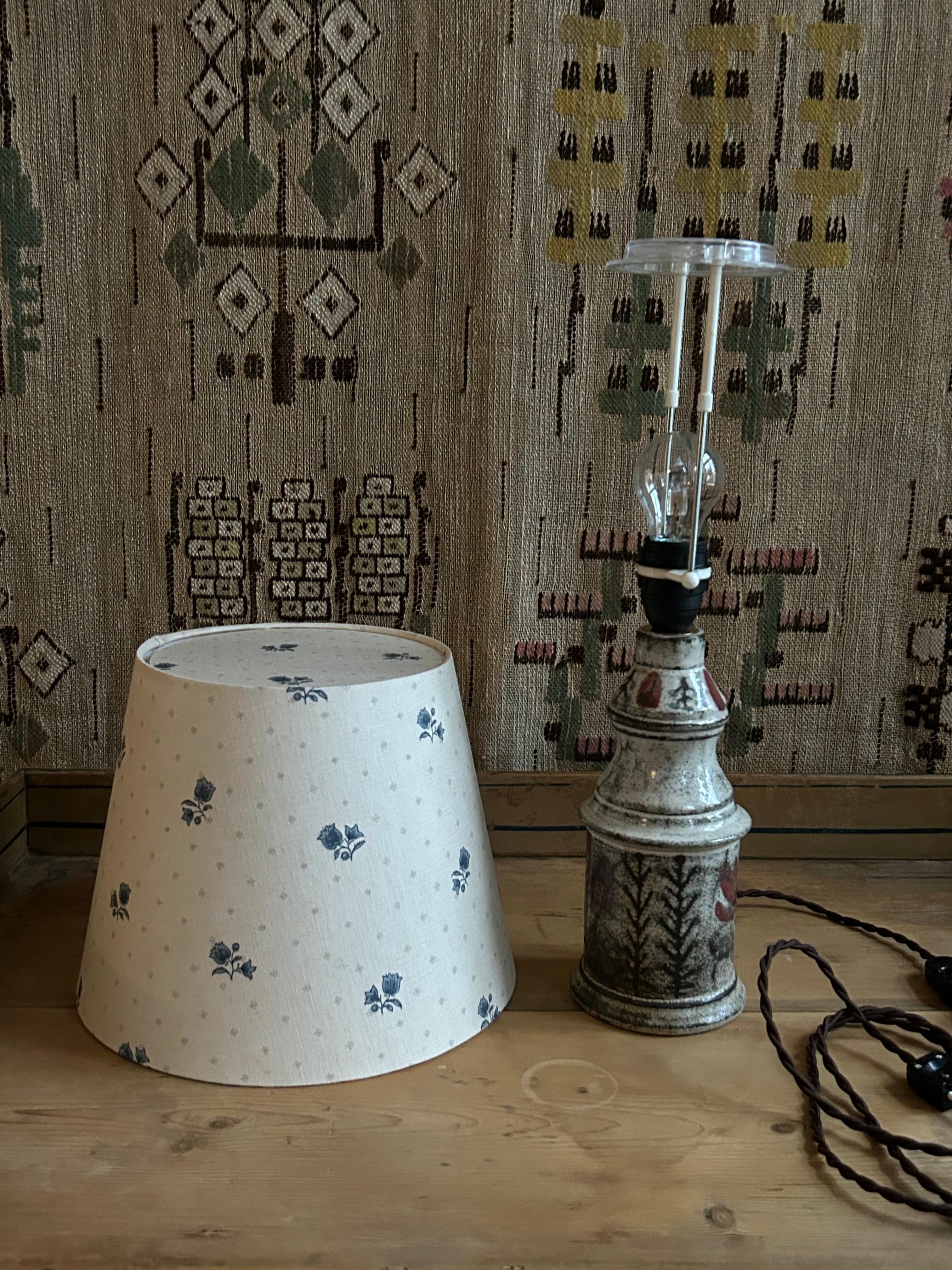 Vintage Gustave Reynaud Ceramic Table Lamp with Customized Shade, France, 1960s For Sale 5