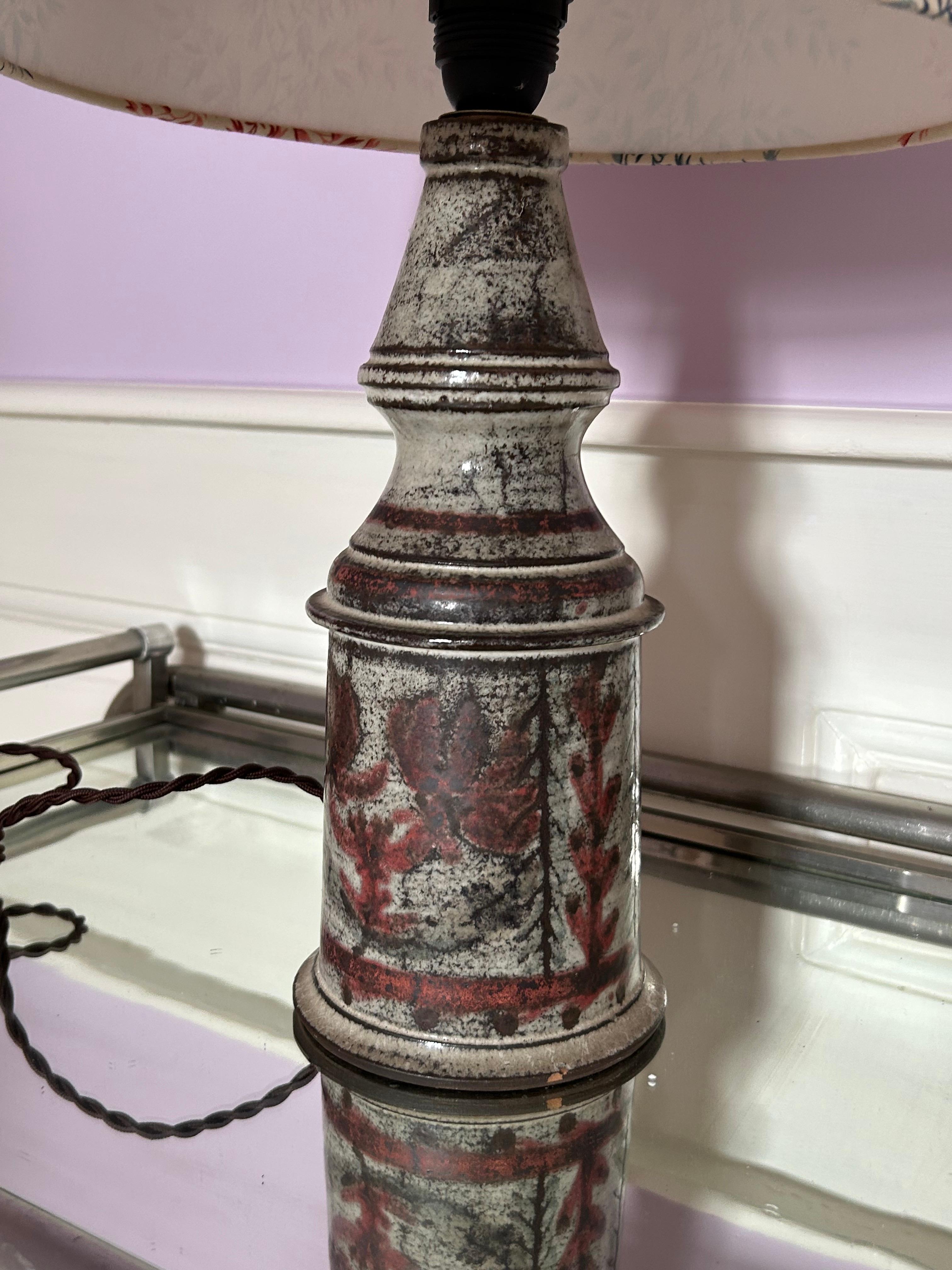 Vintage-Tischlampe aus Keramik von Gustave Reynaud mit individuellem Schirm, Frankreich, 1960er Jahre im Zustand „Gut“ im Angebot in Copenhagen K, DK
