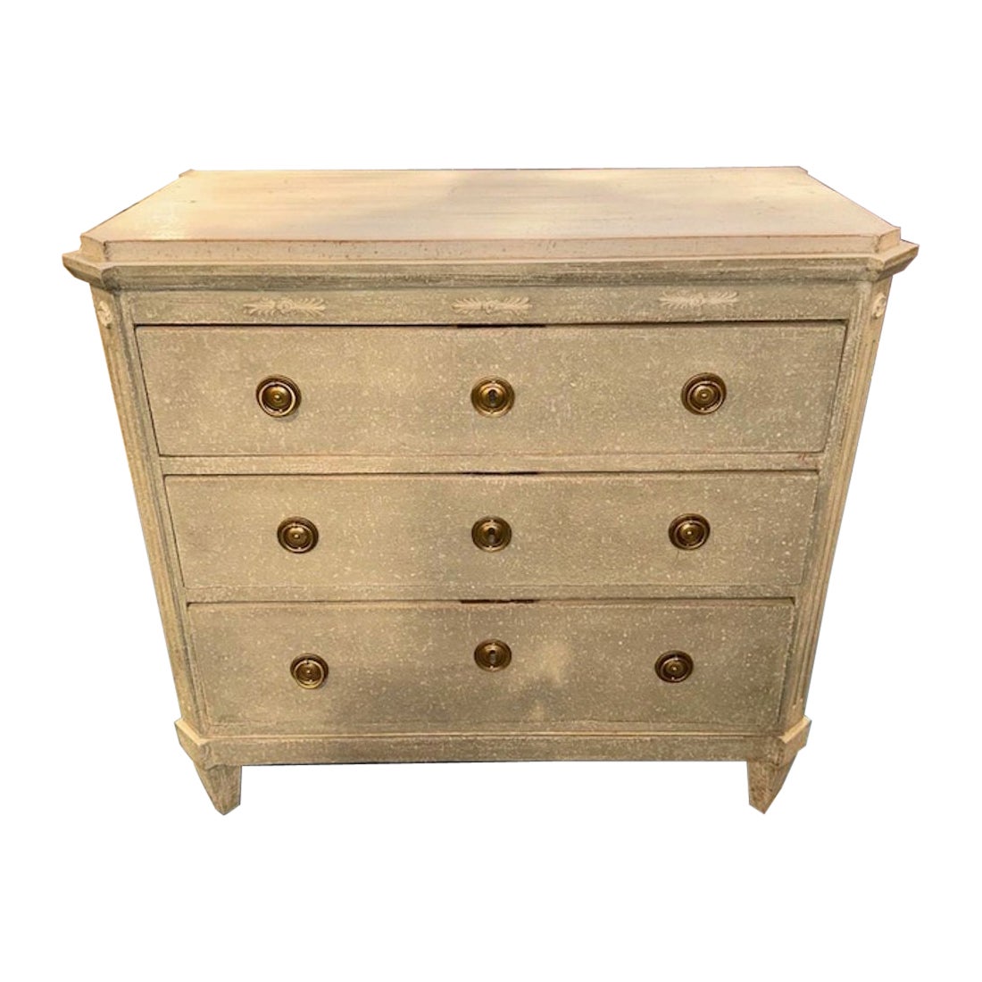 Vintage Gustavian Painted 3 Drawer Chest