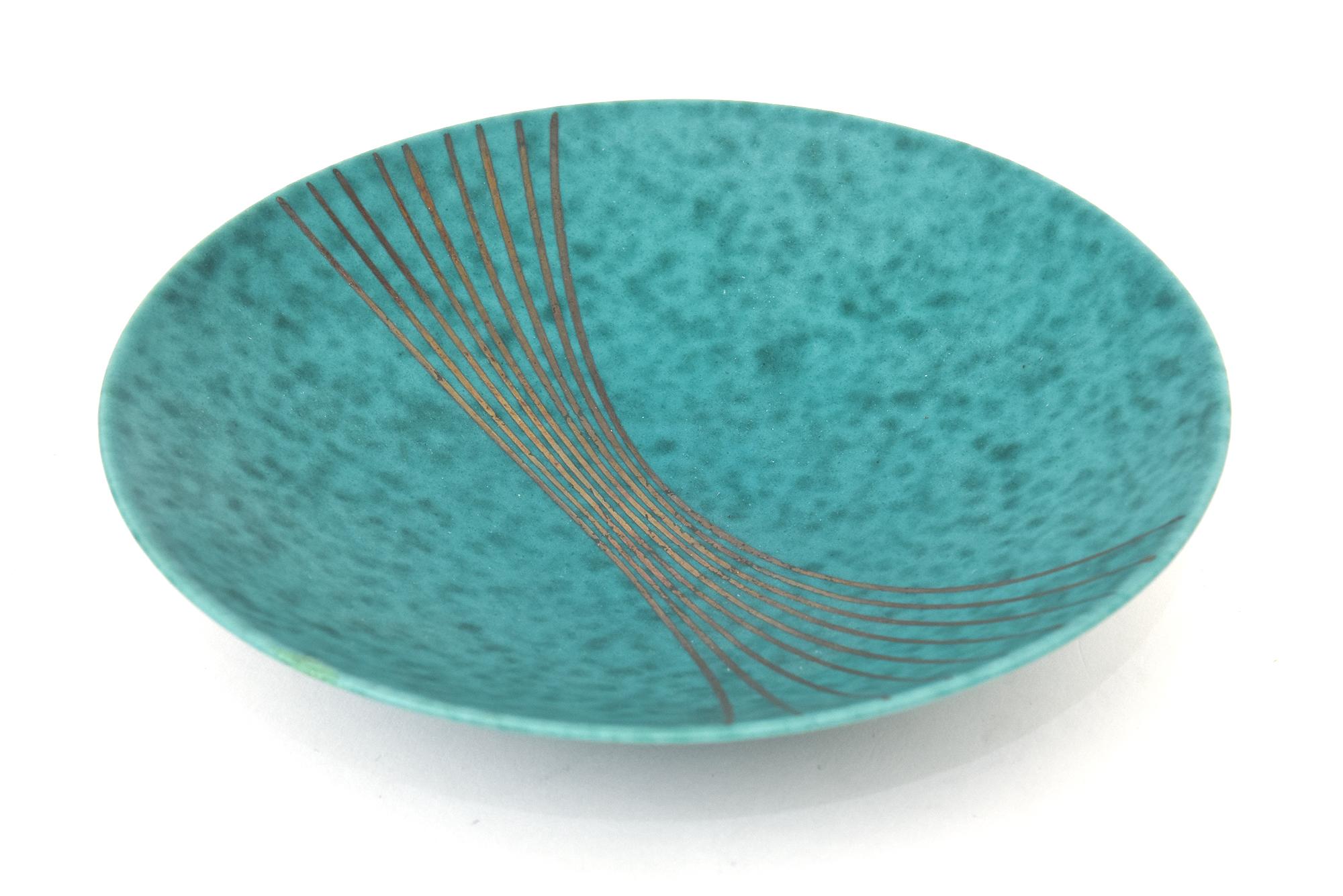 Suédois Bol vintage Gustavsberg Argenta en céramique vert turquoise en vente