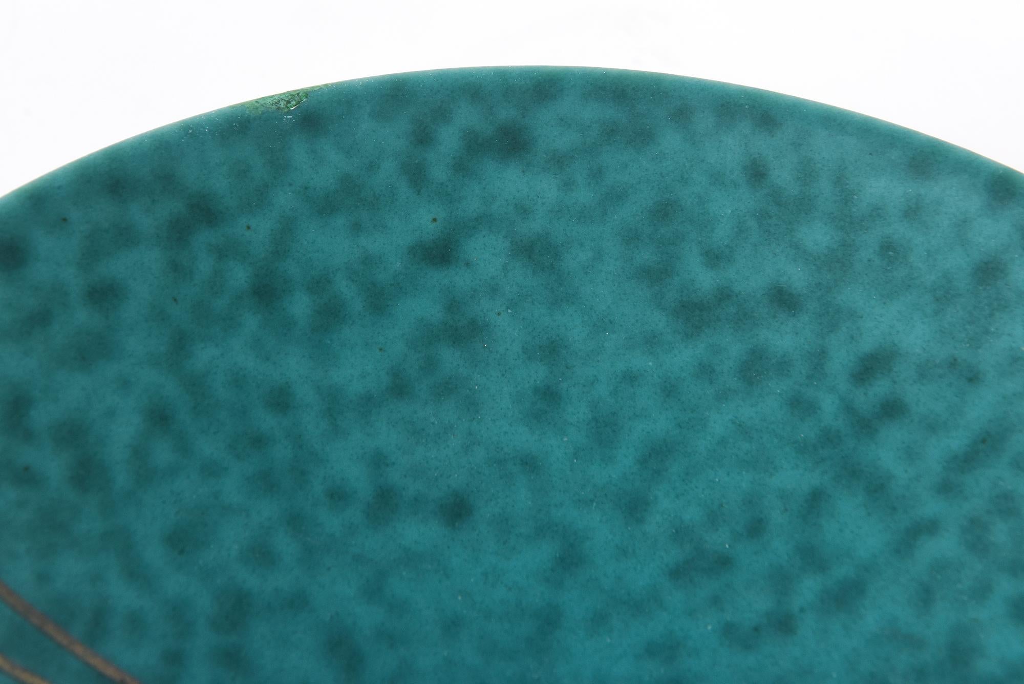 Bol vintage Gustavsberg Argenta en céramique vert turquoise en vente 1