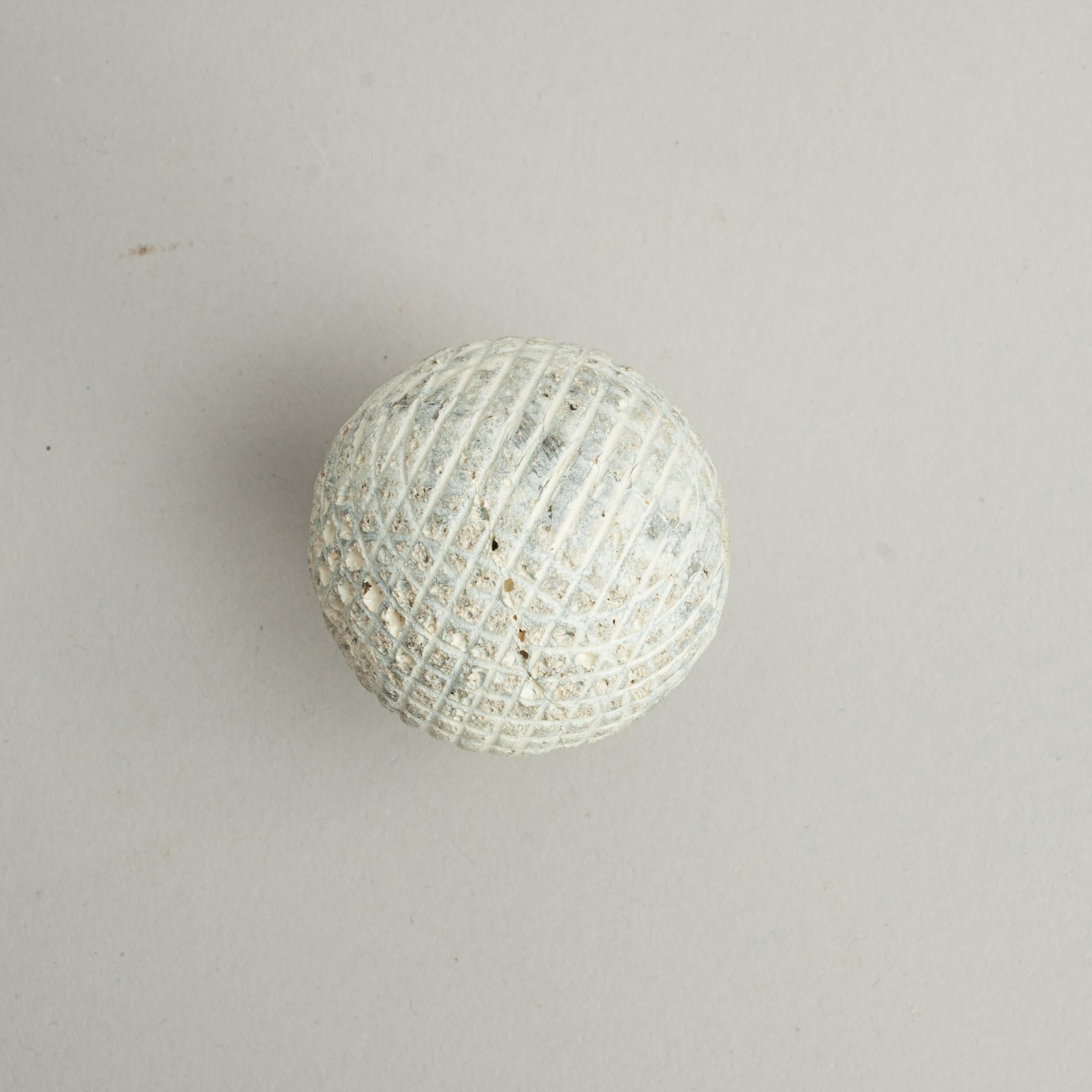 Vintage Gutty, Mesh Pattern Golf Ball In Good Condition For Sale In Oxfordshire, GB