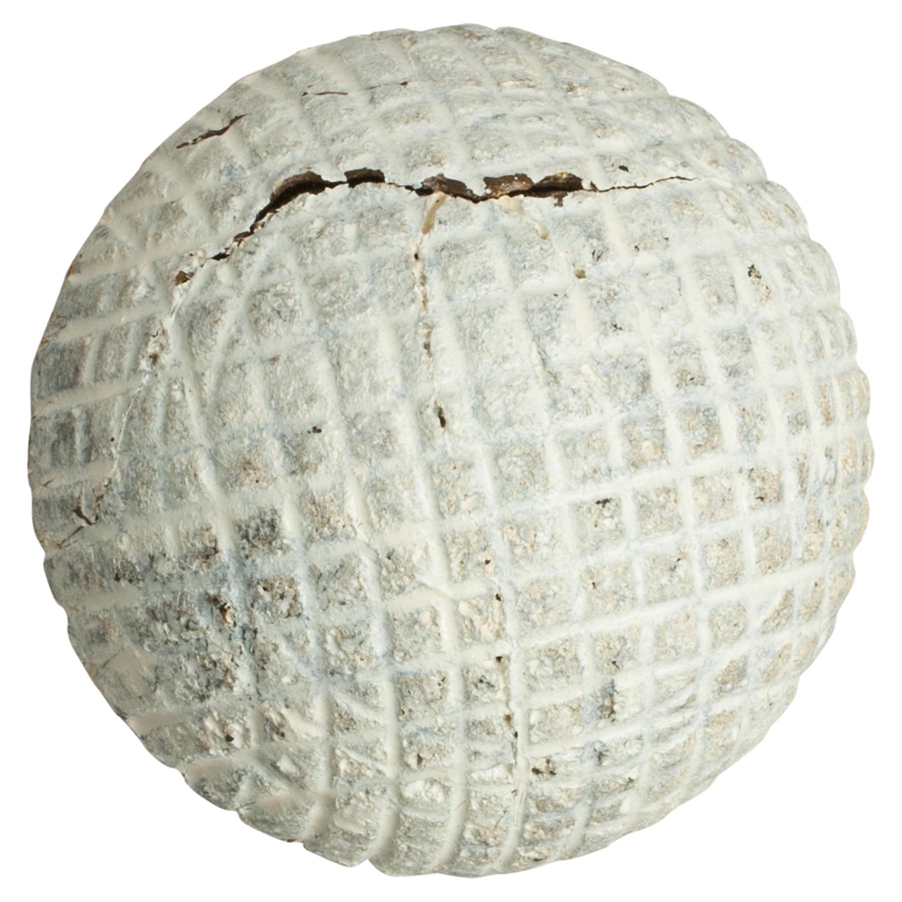 Gutty - Balle de golf vintage en maille à motif de maille