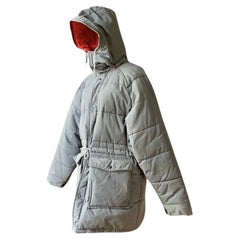 Vintage GUY LAROCHE 80s Ski Hooded PARKA Gray Red Jacket Down Feather Coat XL