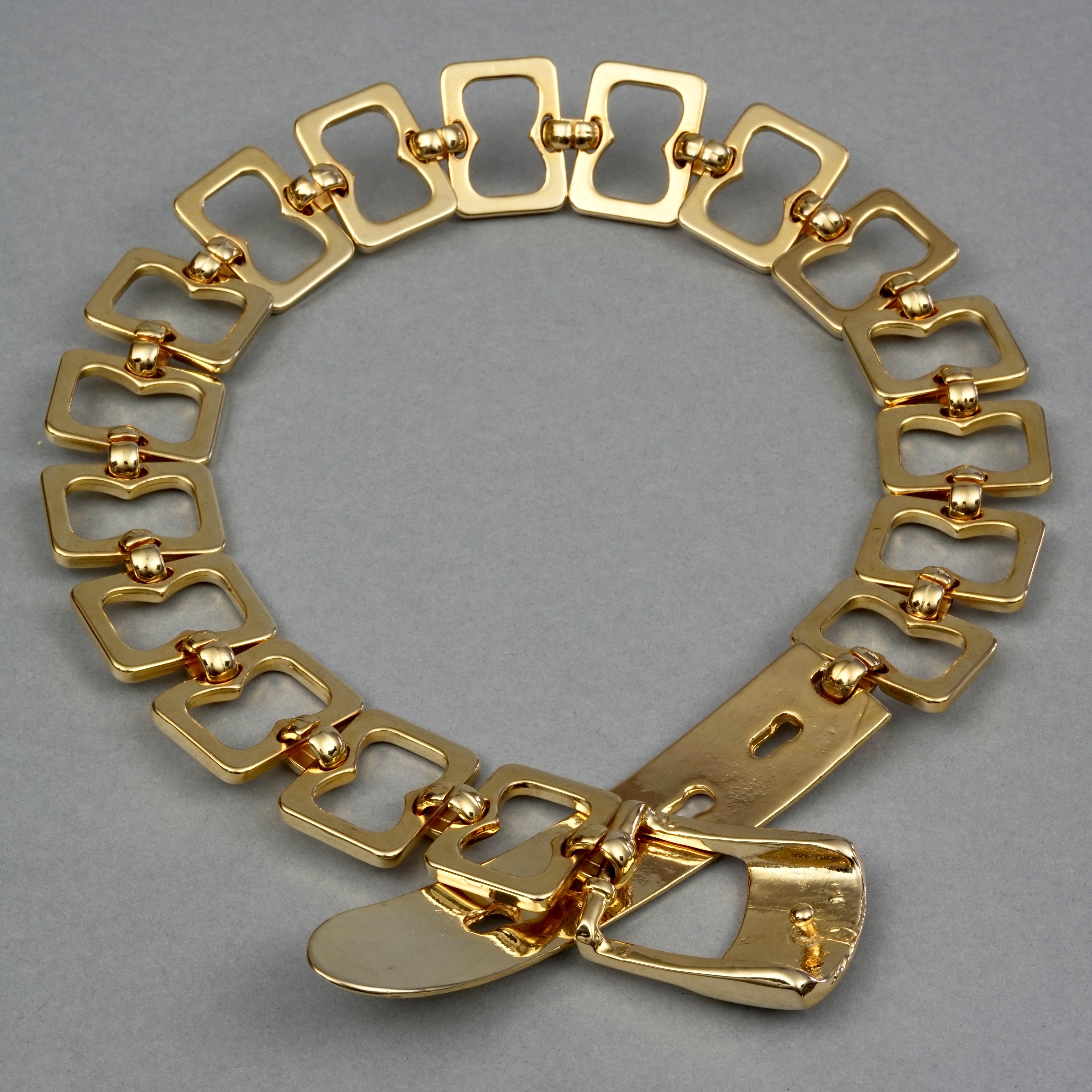 Vintage GUY LAROCHE Buckle Chain Link Gold Belt 2