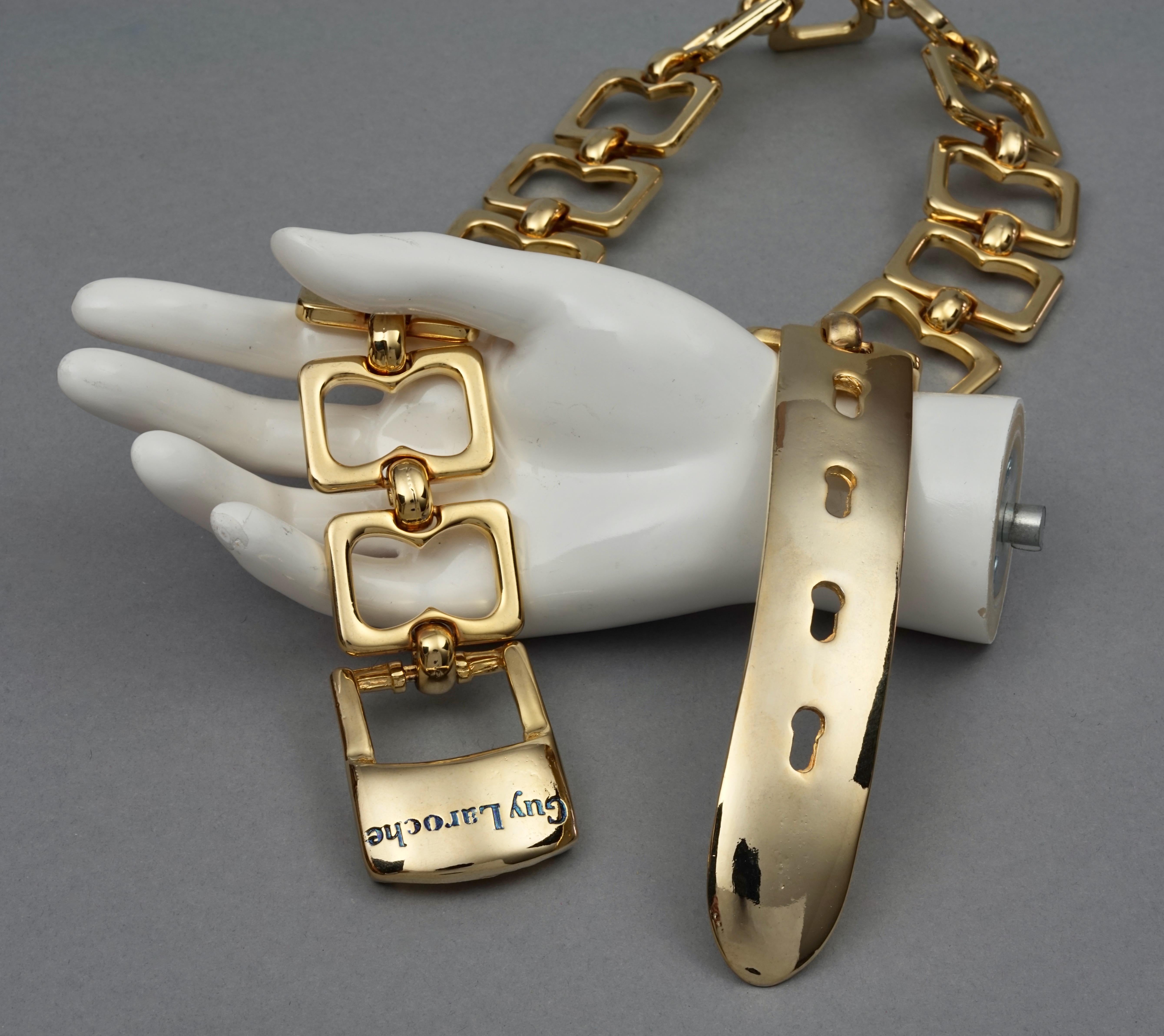 Women's Vintage GUY LAROCHE Buckle Chain Link Gold Belt