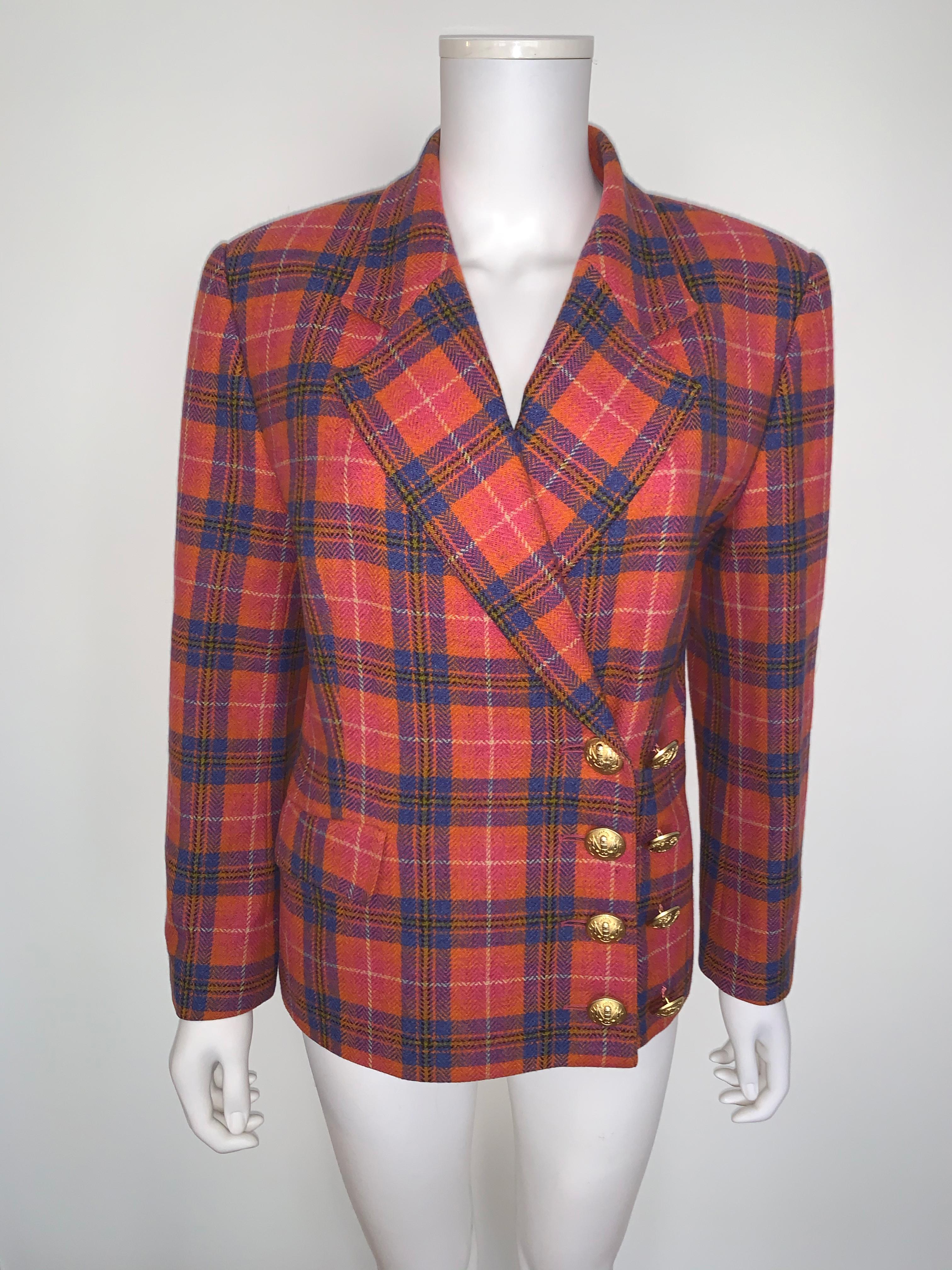 Vintage Guy Laroche checked print Jacket  In Excellent Condition In Paris, FR