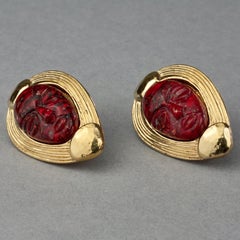 Vintage GUY LAROCHE Ethnic Mask Earrings