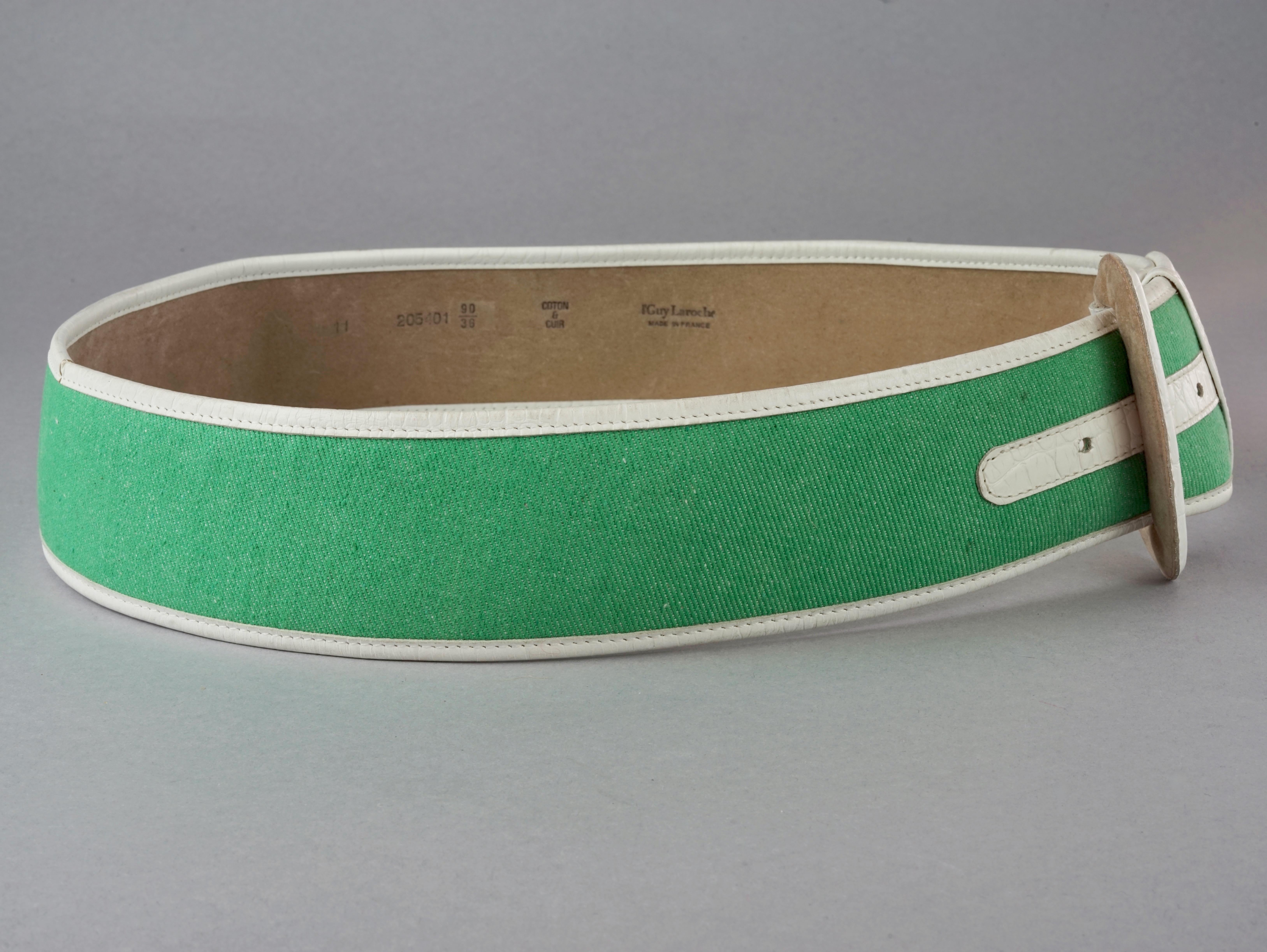 Blue Vintage GUY LAROCHE Green and White Belt For Sale