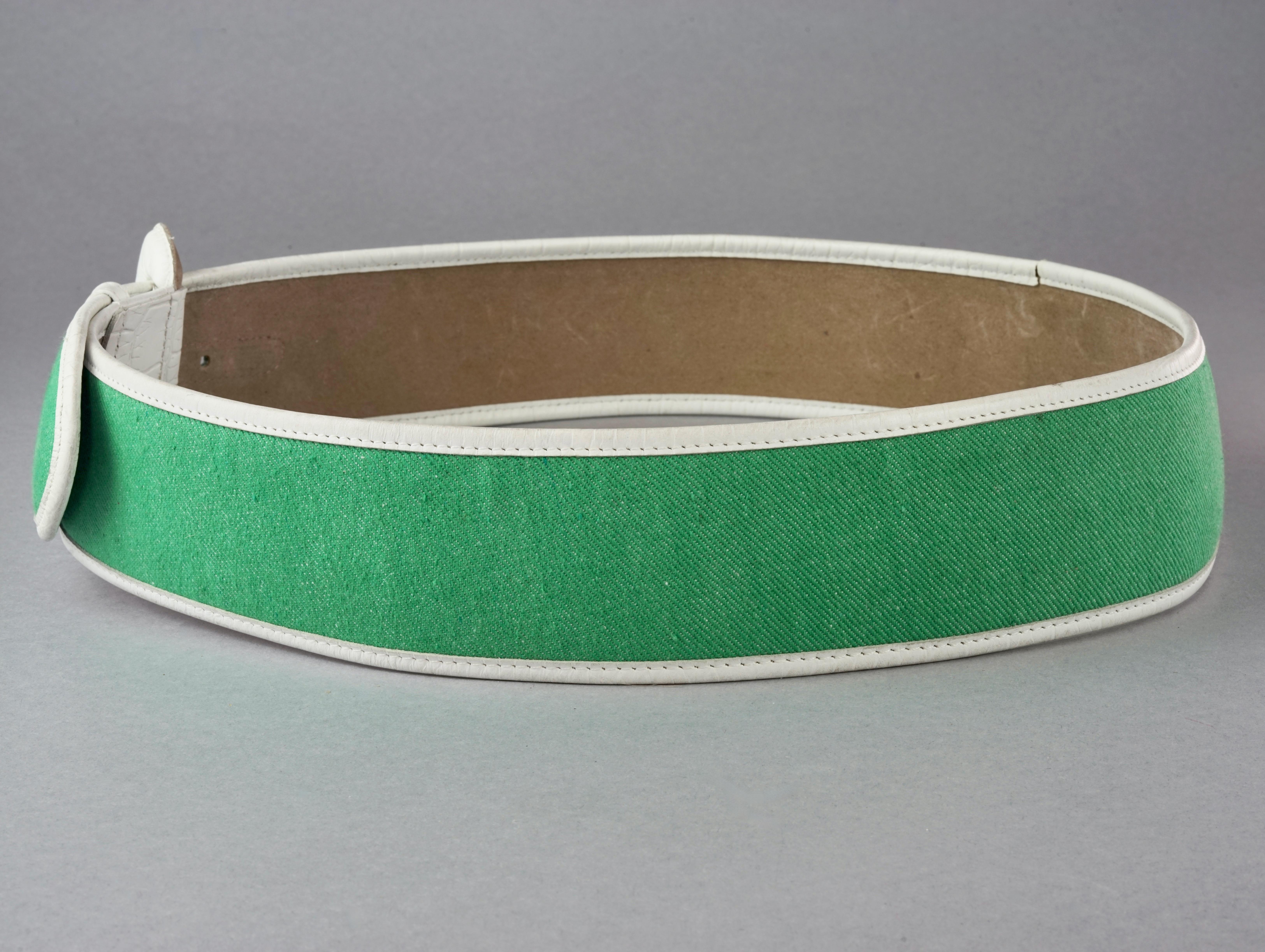 Vintage GUY LAROCHE Green and White Belt In Good Condition For Sale In Kingersheim, Alsace