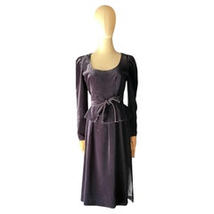 Vintage Guy Laroche Robe en velours bleu marine