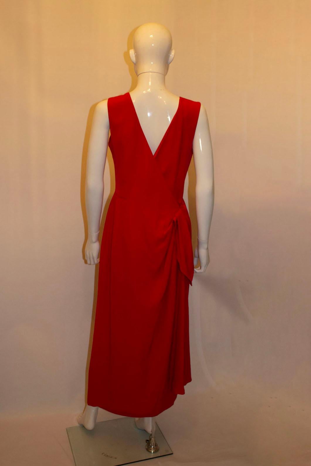 Vintage Guy Laroche Red Evening Gown In Good Condition For Sale In London, GB