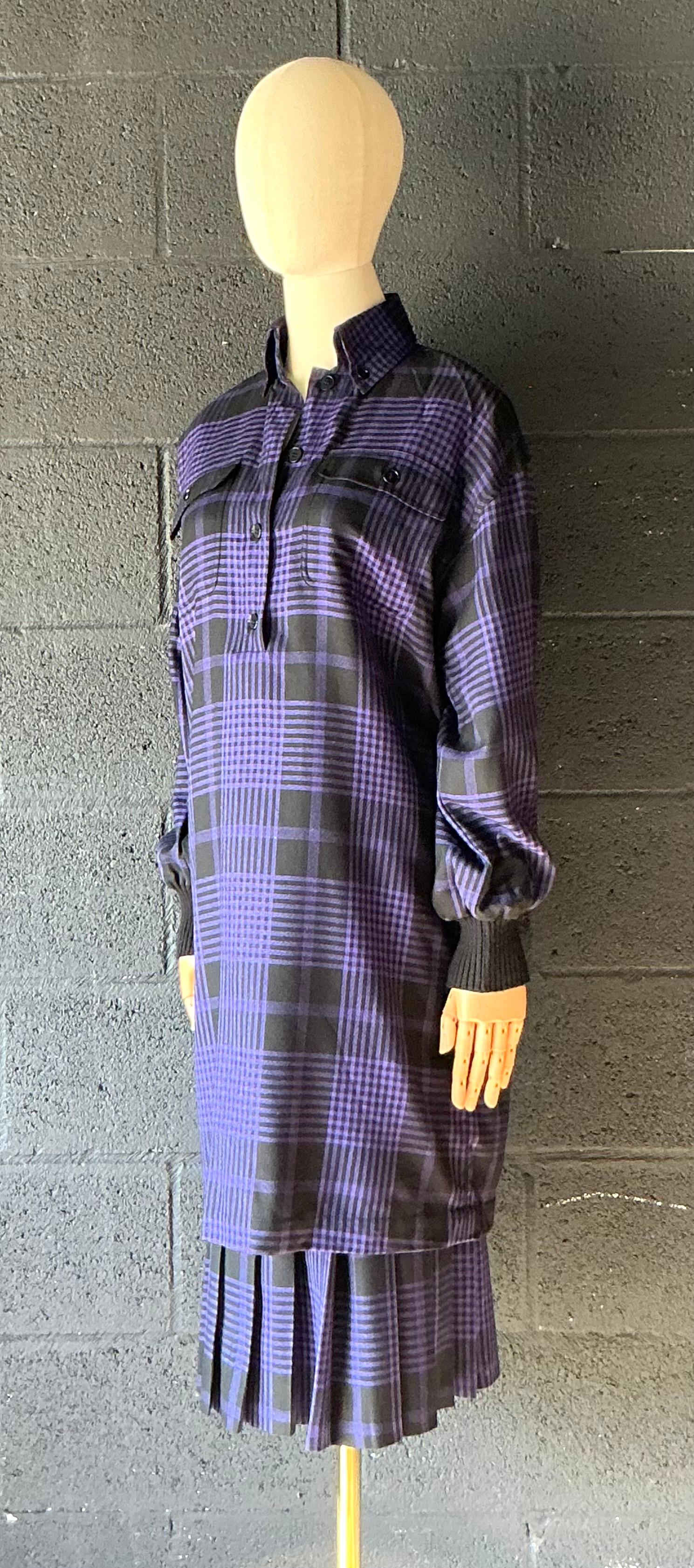 da uomo o donna Camicetta e gonna a scacchi in due pezzi vintage di Guy Laroche in vendita